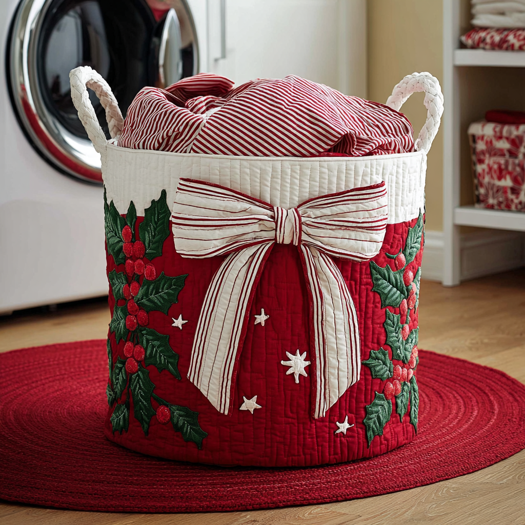 Festive Bloom Quilted Laundry Basket House Decor Christmas Gift Ideas For A Daughter