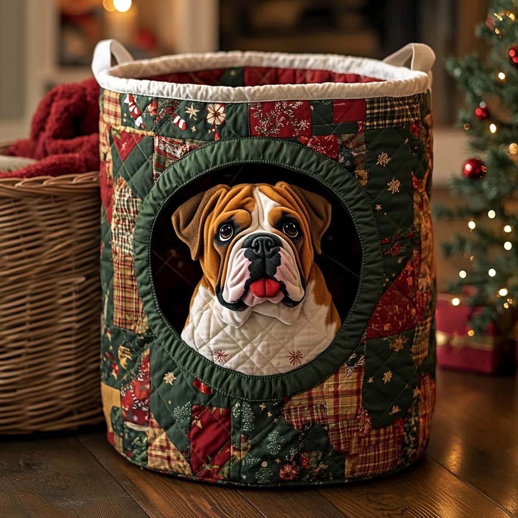 Festive Bulldog Quilted Laundry Basket Coolest Laundry Baskets French Bulldog Owner Gifts