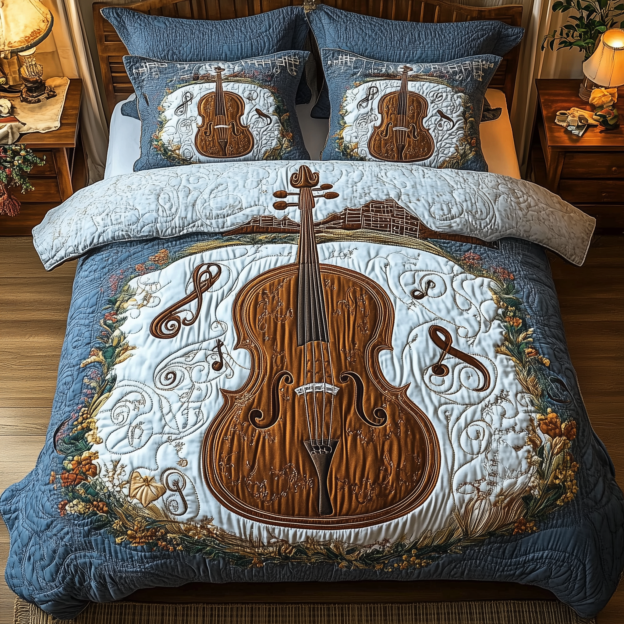 Festive Cello Quilted Bedding Set Good Bed Sets Meaningful Gifts For Mom