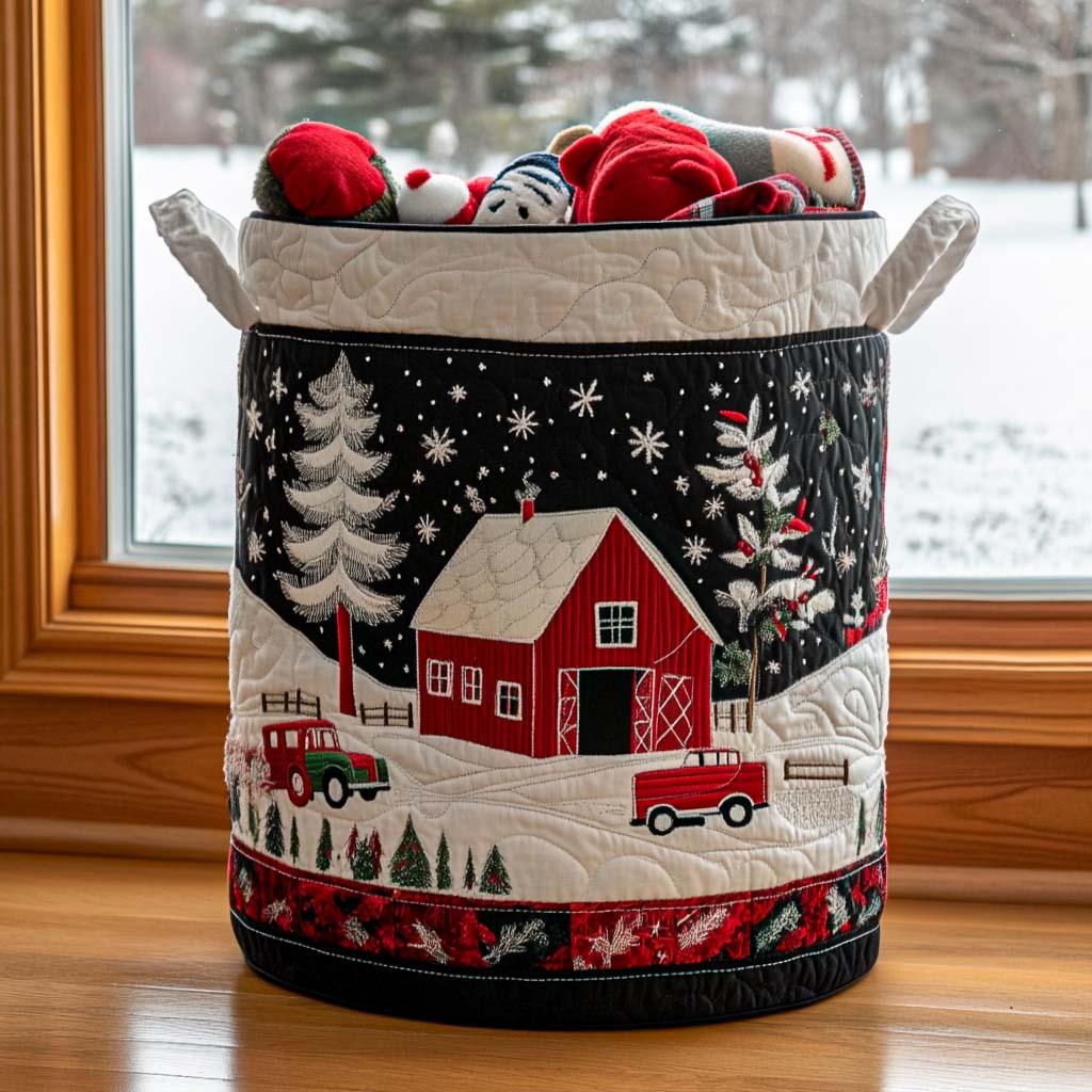 Festive Cheer Quilted Laundry Basket Farmhouse Laundry Basket Christmas Gifts For Grandma