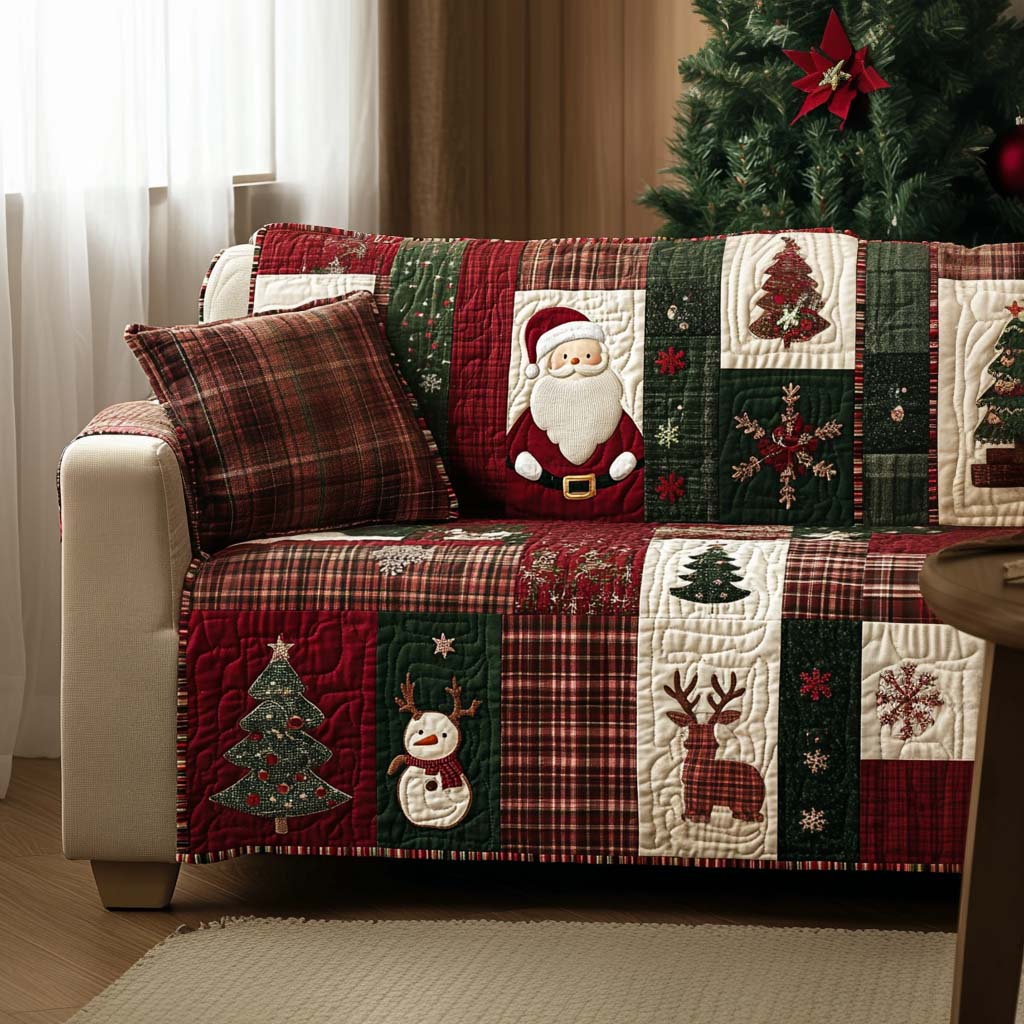 Festive Cheer Quilted Sofa Cover Couch Slipcovers Best Christmas Gifts For Wife