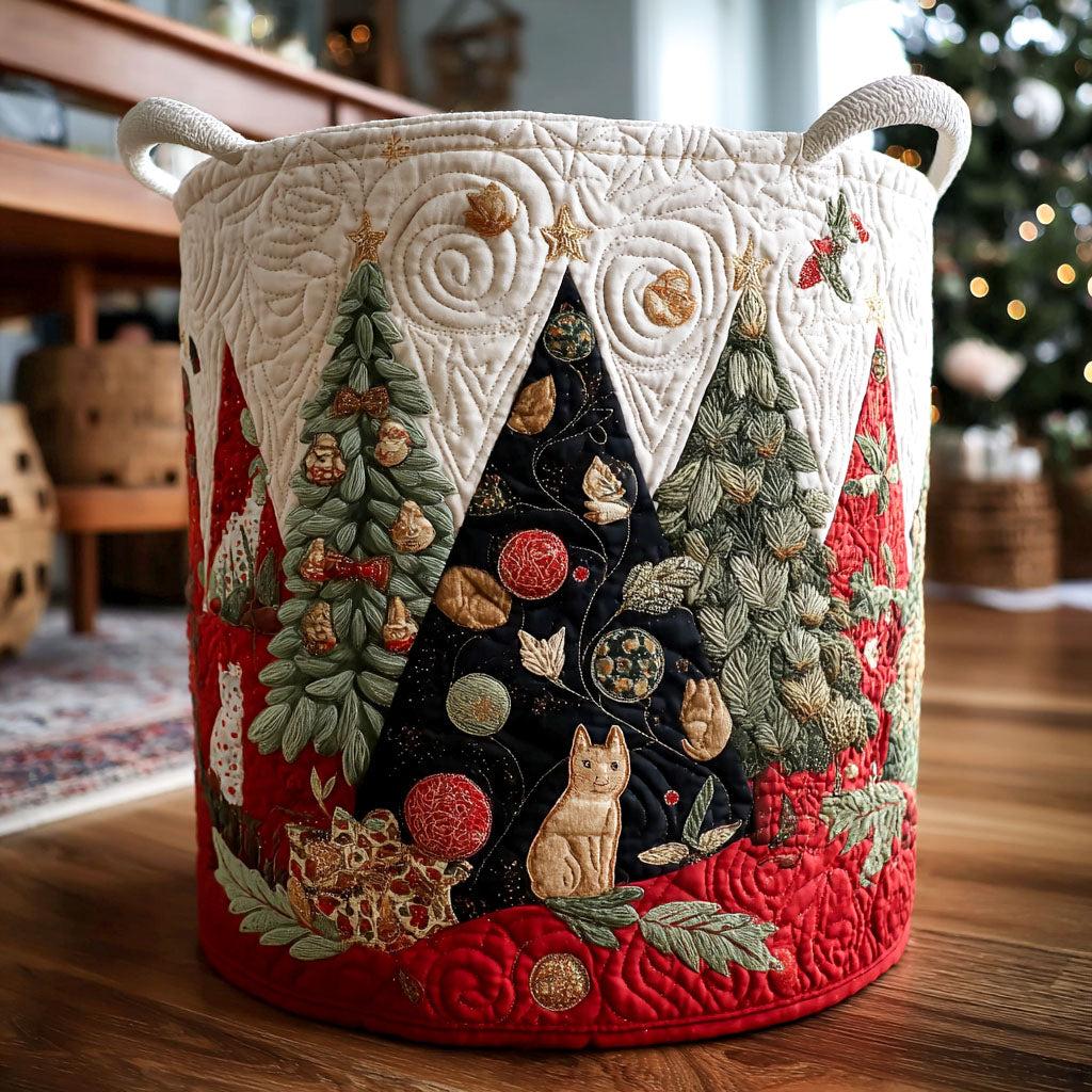 Festive Felines Quilted Laundry Basket Home Decor Cool Housewarming Gifts
