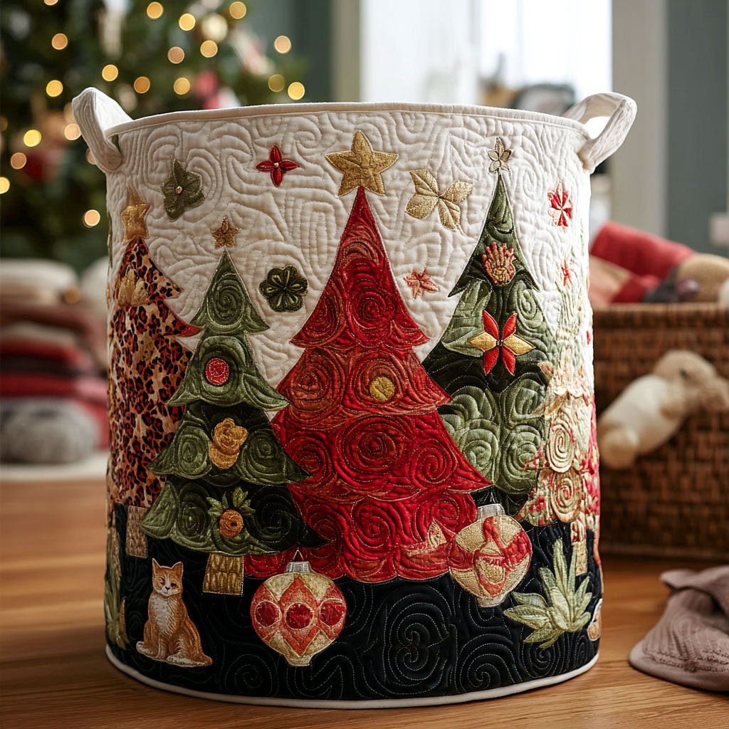 Festive Forest Quilted Laundry Basket Home Decorations Grandmother Christmas Ornaments