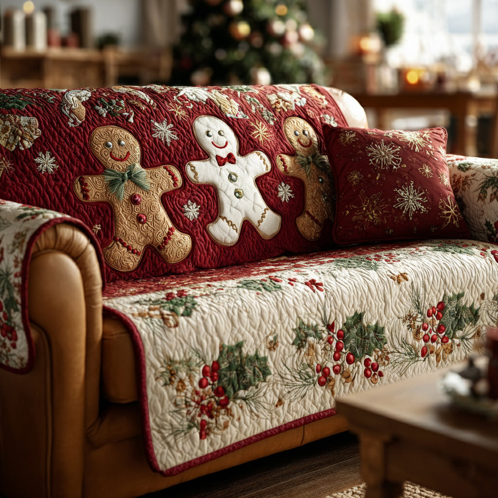 Festive Gingerbread Man Quilted Sofa Cover Covers For Sofas Christmas Gifts For My Wife