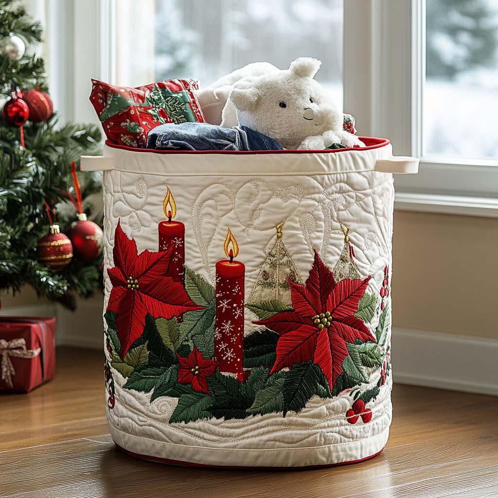 Festive Glow Quilted Laundry Basket Folding Laundry Hamper Christmas Presents For Wife