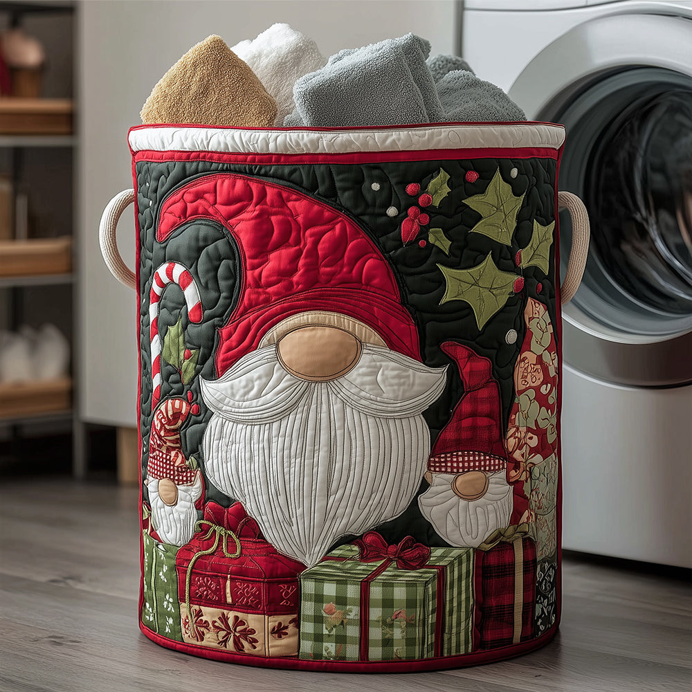 Festive Gnome Quilted Laundry Basket Clothes Hamper Family To Family Christmas Gift Ideas
