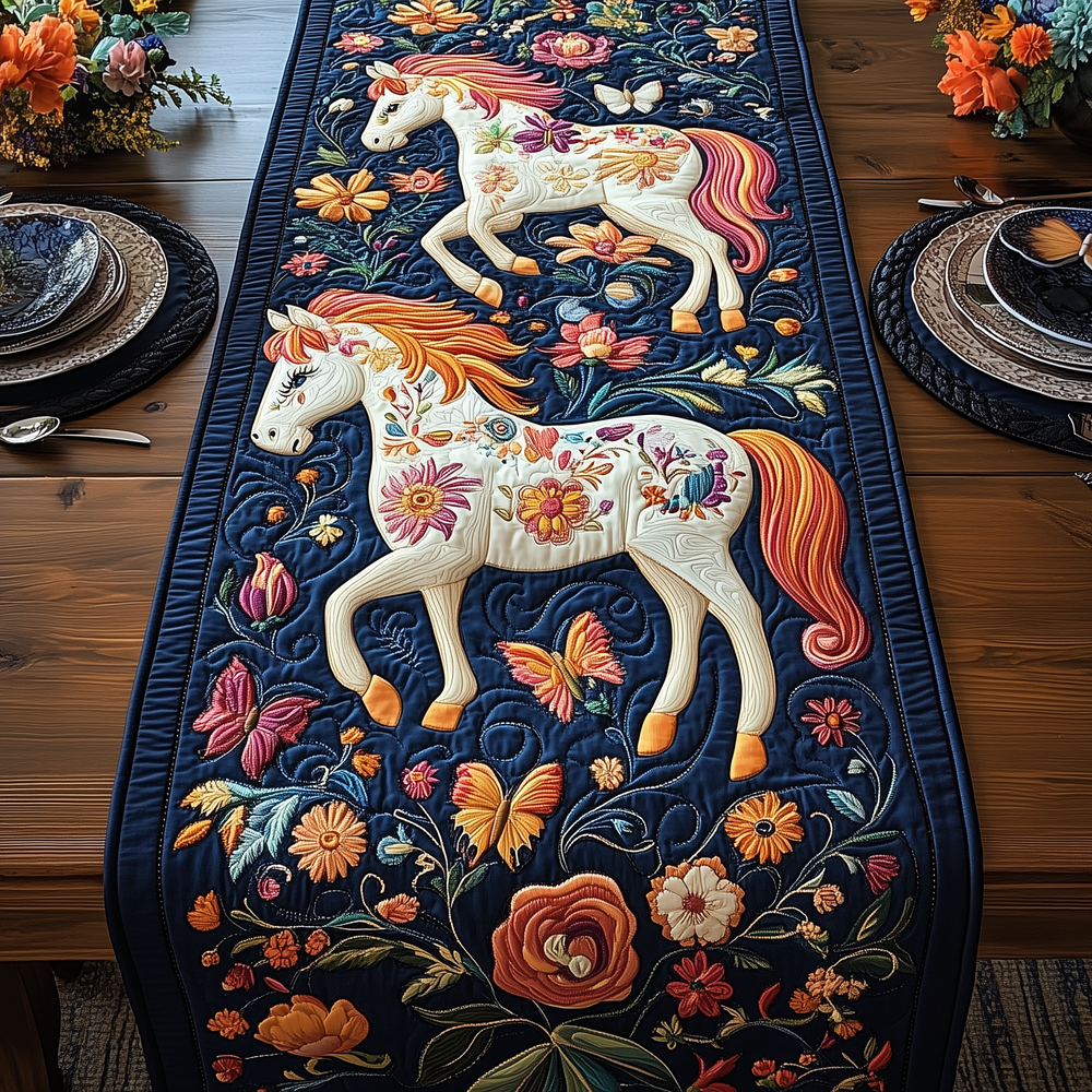 Festive Horse Quilted Table Runner Dining Room Table Decor Ideas Wedding Gift For Horse Lovers