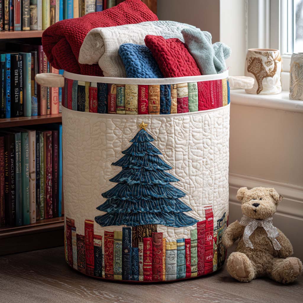 Festive Library Quilted Laundry Basket Laundry Hamper Xmas Gift Ideas For Grandma