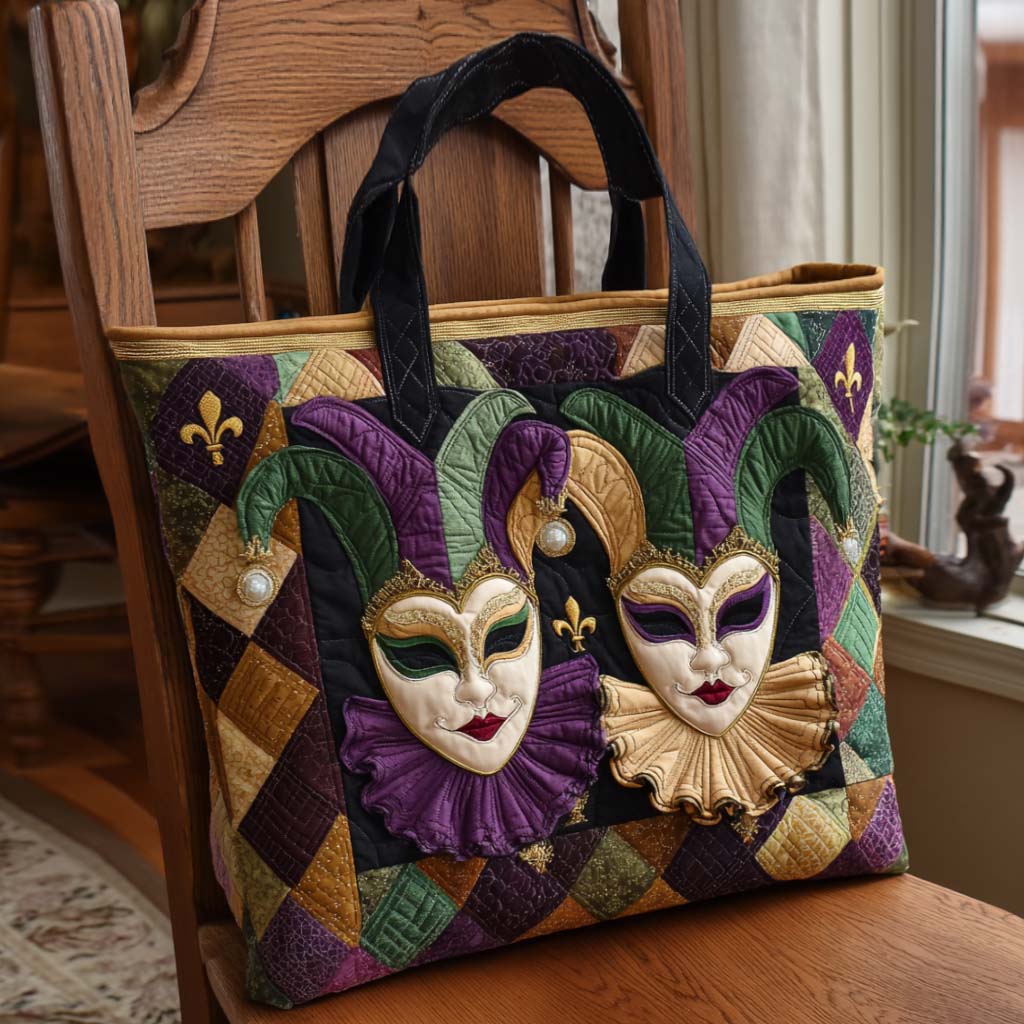 Festive Mask Quilted Tote Bag Best Totes For Women Unique Gifts For Mom