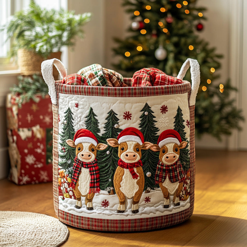 Festive Moo Crew Quilted Laundry Basket Unique Laundry Basket Christmas Gift Ideas For A Daughter