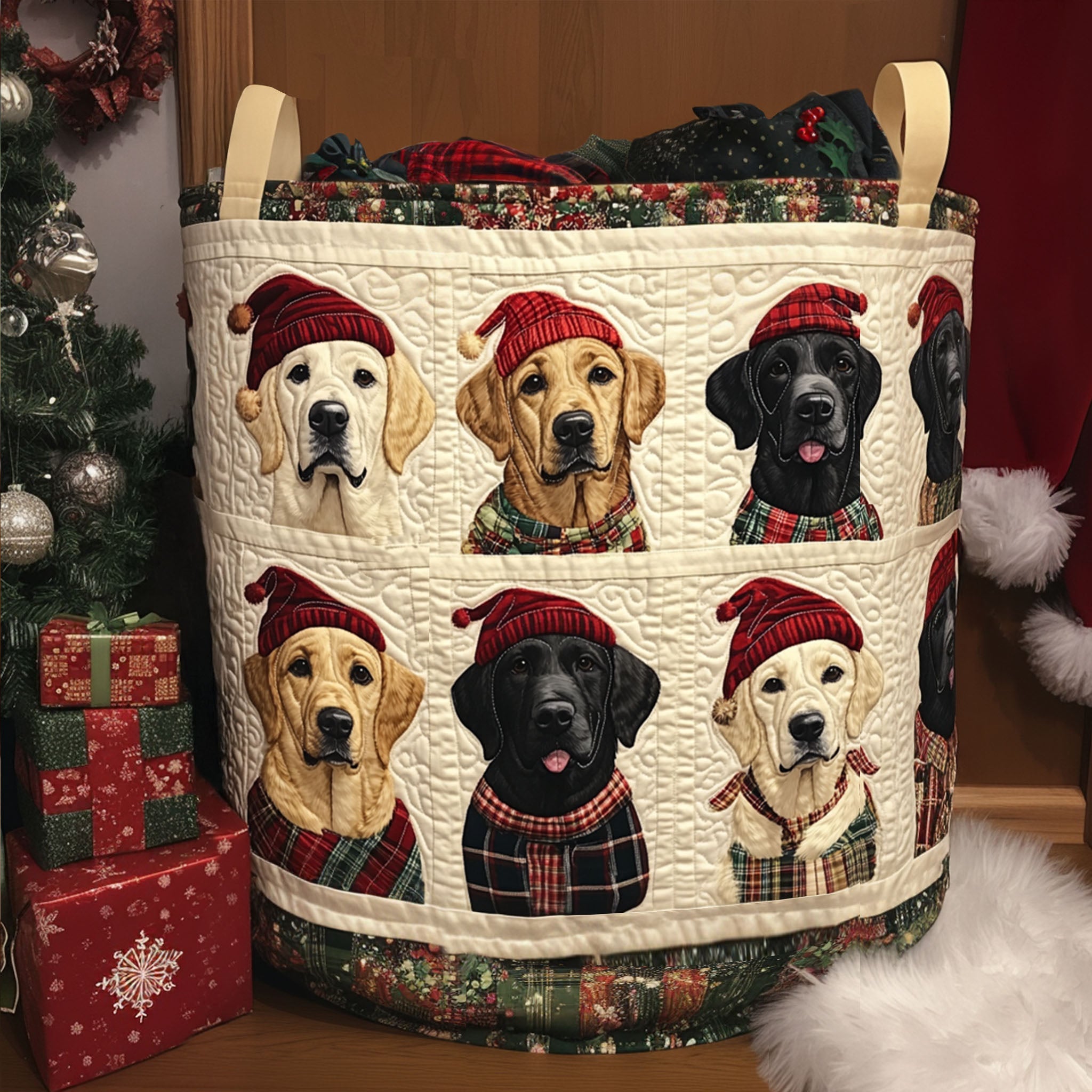 Festive Paws Quilted Laundry Basket Unique Laundry Basket Gifts For Labrador Owners