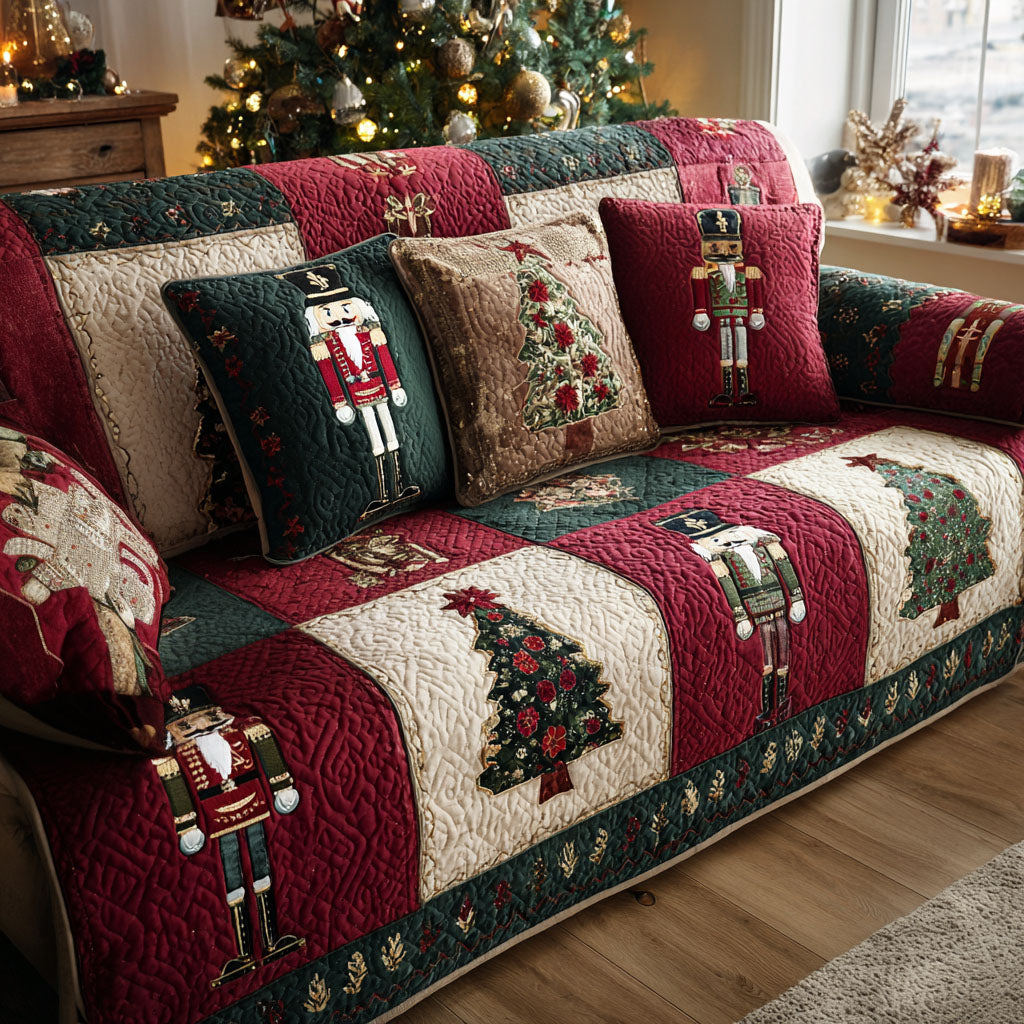 Festive Sentinel Quilted Sofa Cover Sofa Seat Covers Gnome Xmas Gift