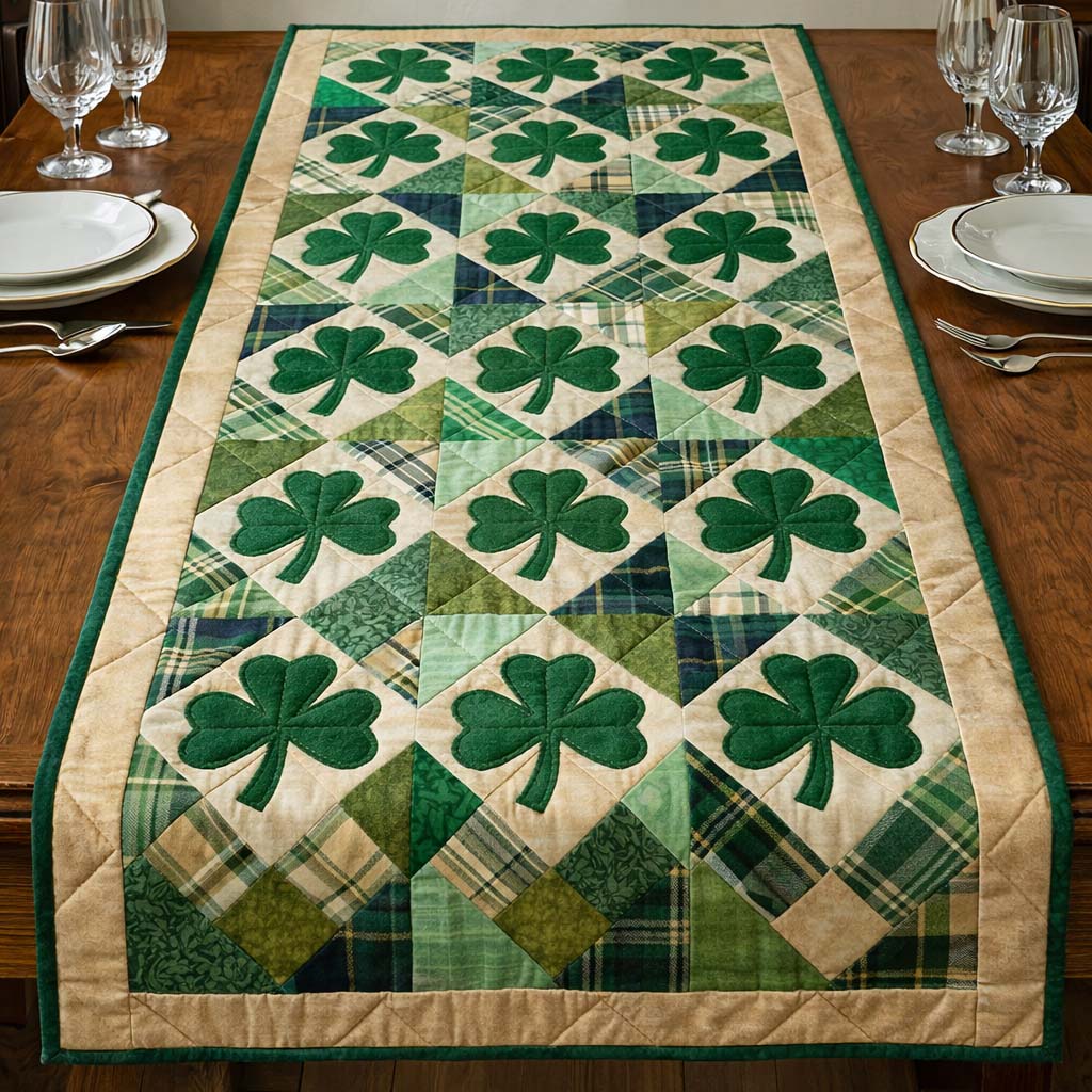 Festive Shamrock Quilted Table Runner Dining Room Table Centerpieces Cool St Patricks Day Gifts