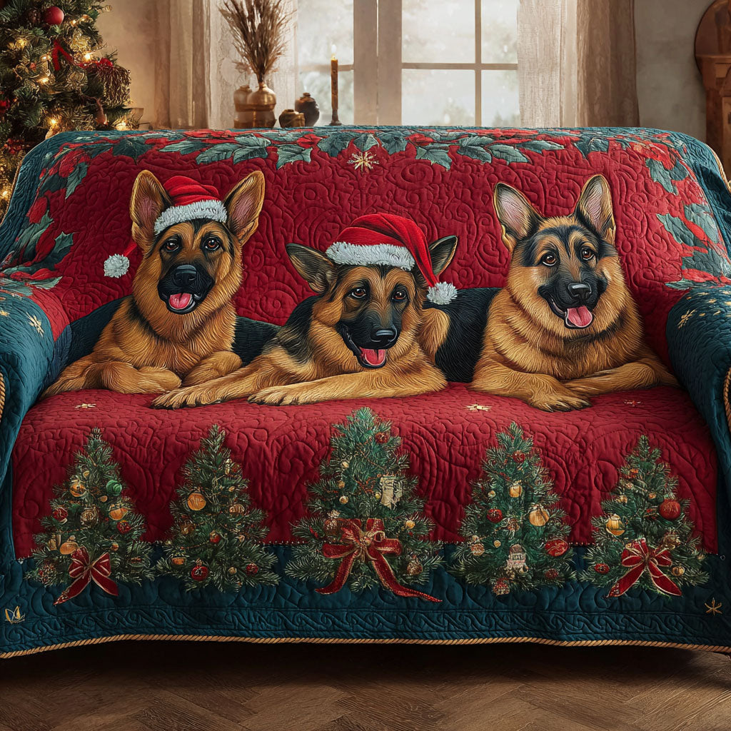 Festive Shepherds Quilted Sofa Cover Covers For Sofas German Shepherd Gifts For Him