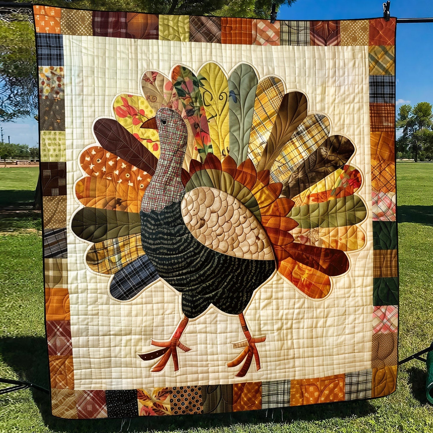 Festive Turkey Quilted Blanket Best King Sheets Thanksgiving Gifts For Family