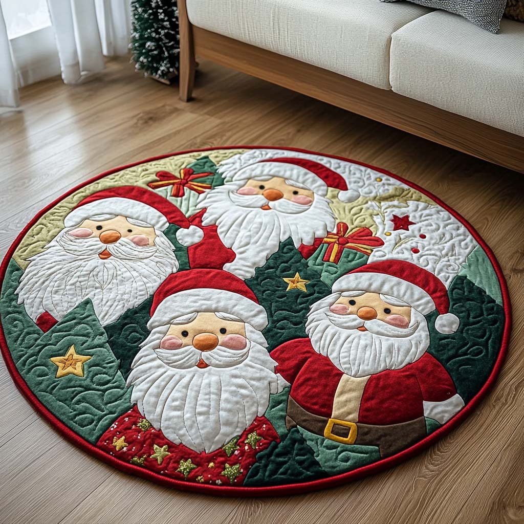Festive Whiskers Quilted Round Mat Home Decor Christmas Present For Brother In Law