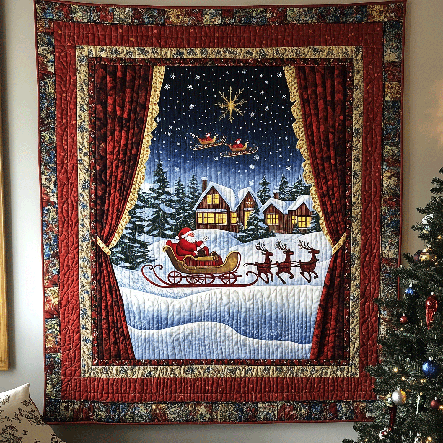 Festive Winter Village Quilted Blanket Xmas Room Decorating Ideas Ideas For Mother In Law Christmas