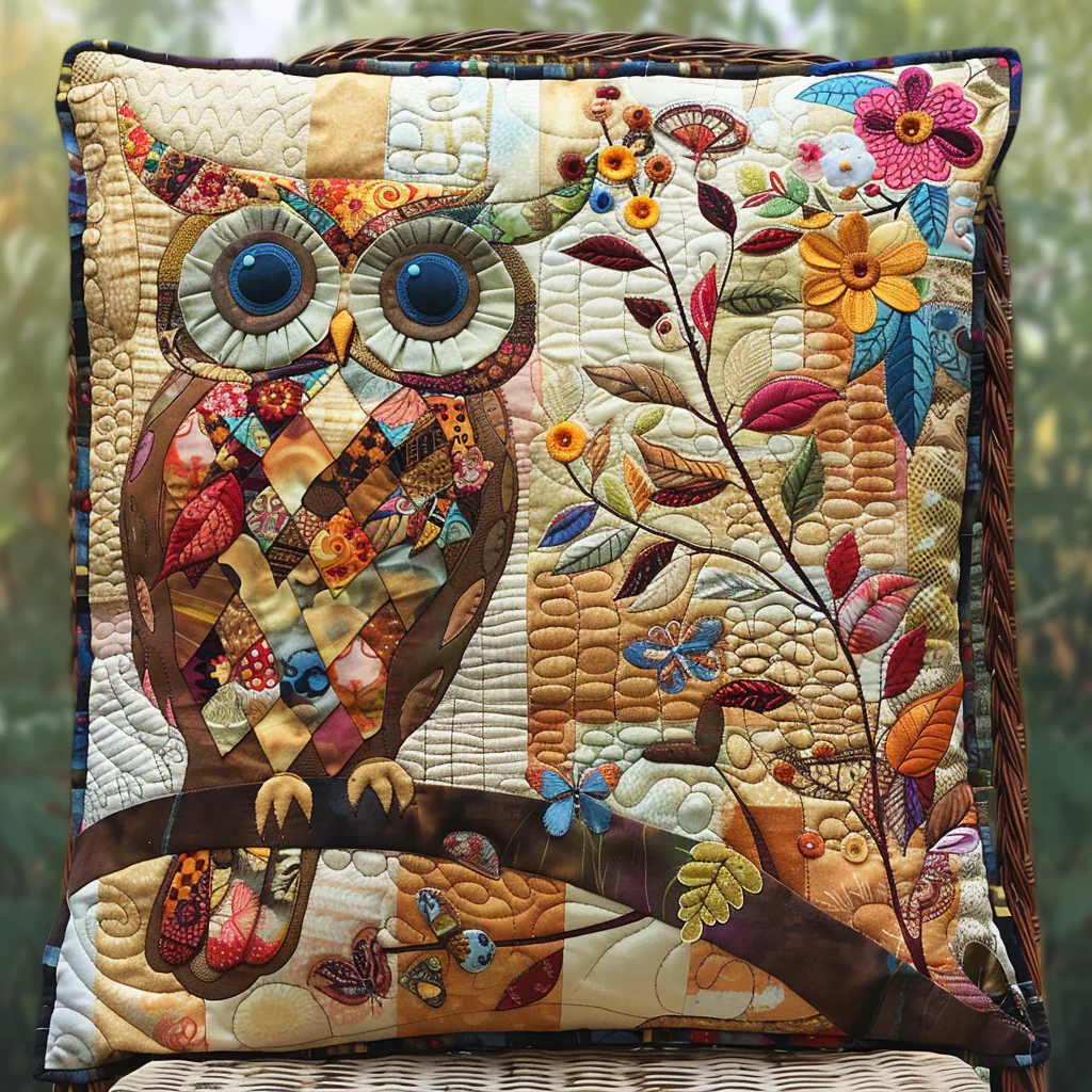 Fetching Owl Quilted Pillow Case Artistic Pillow Cover Great Gifts For Him