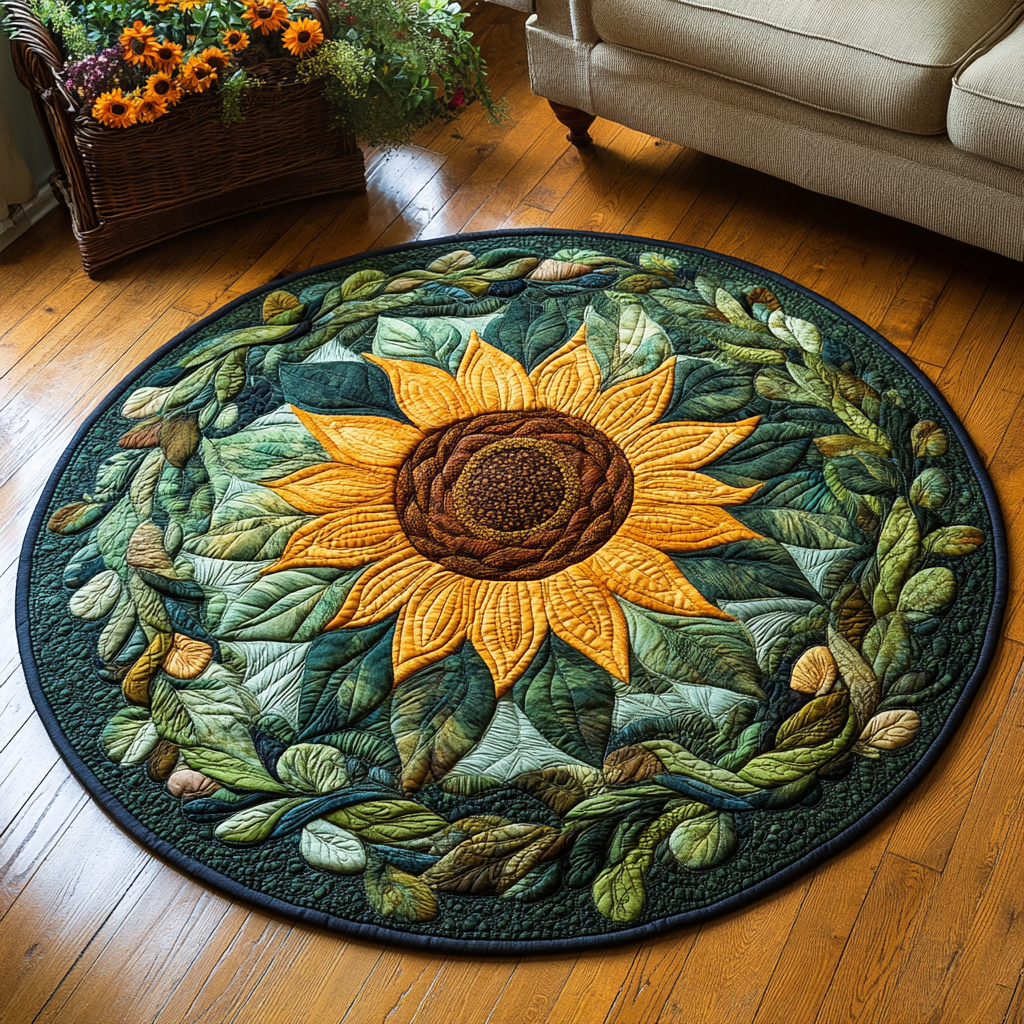 Field of Joy Quilted Round Mat Living Room Furnishing Ideas Mothers Birthday Gifts