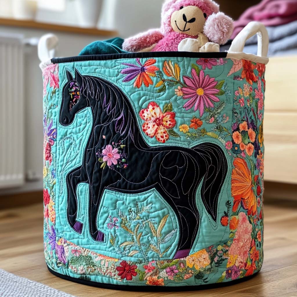 Field Spirit Quilted Laundry Basket Unique Laundry Hamper Best Gifts Horse Lovers