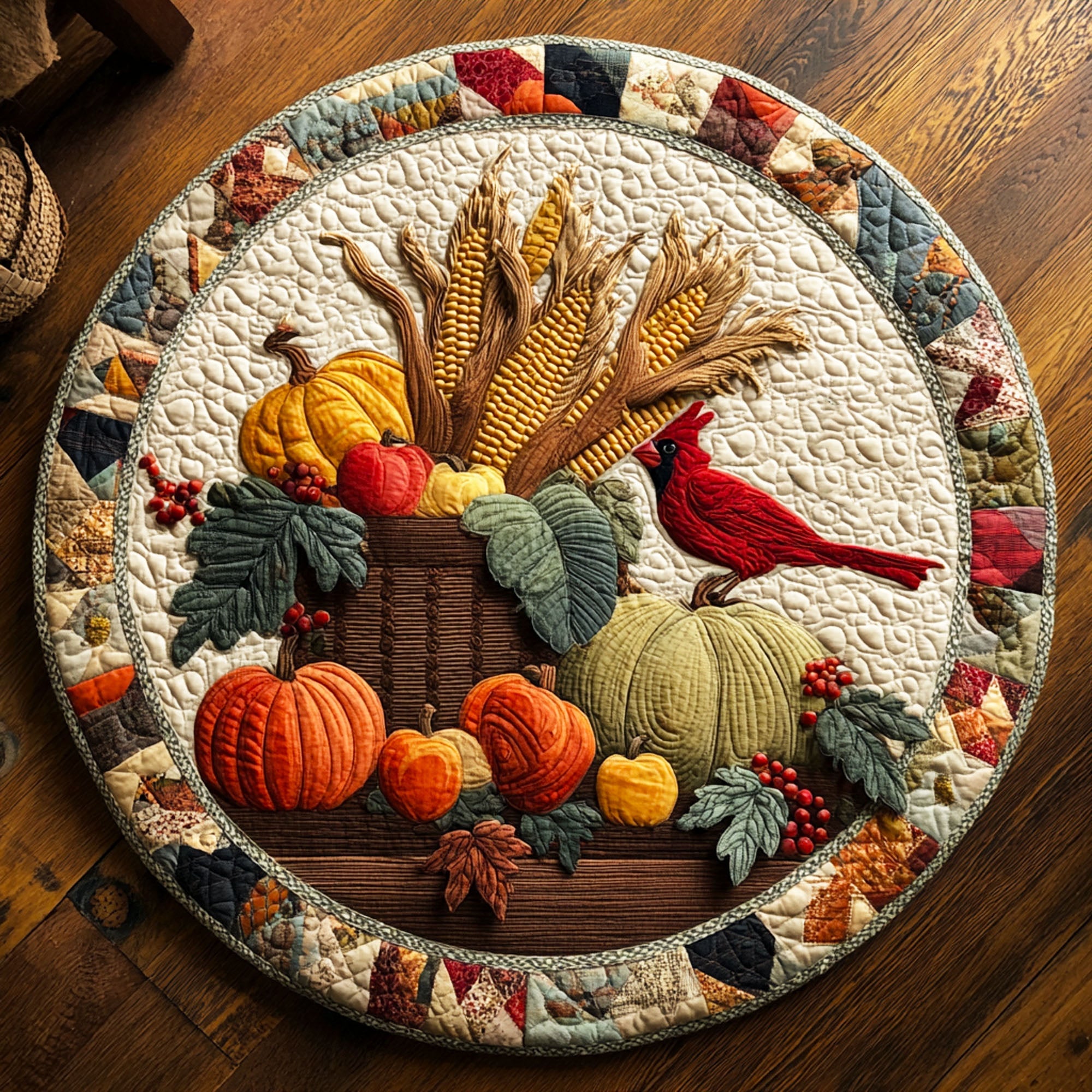 Fields of Gratitude Quilted Round Mat Lounge Room Decor Ideas Fall Autumn Gifts For Her