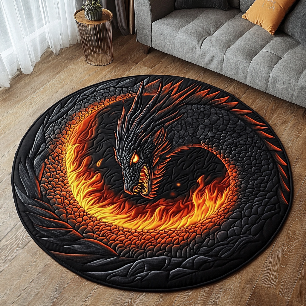 Fierce Dragon Quilted Round Mat Family Room Furniture Ideas Dragon Items For Lovers