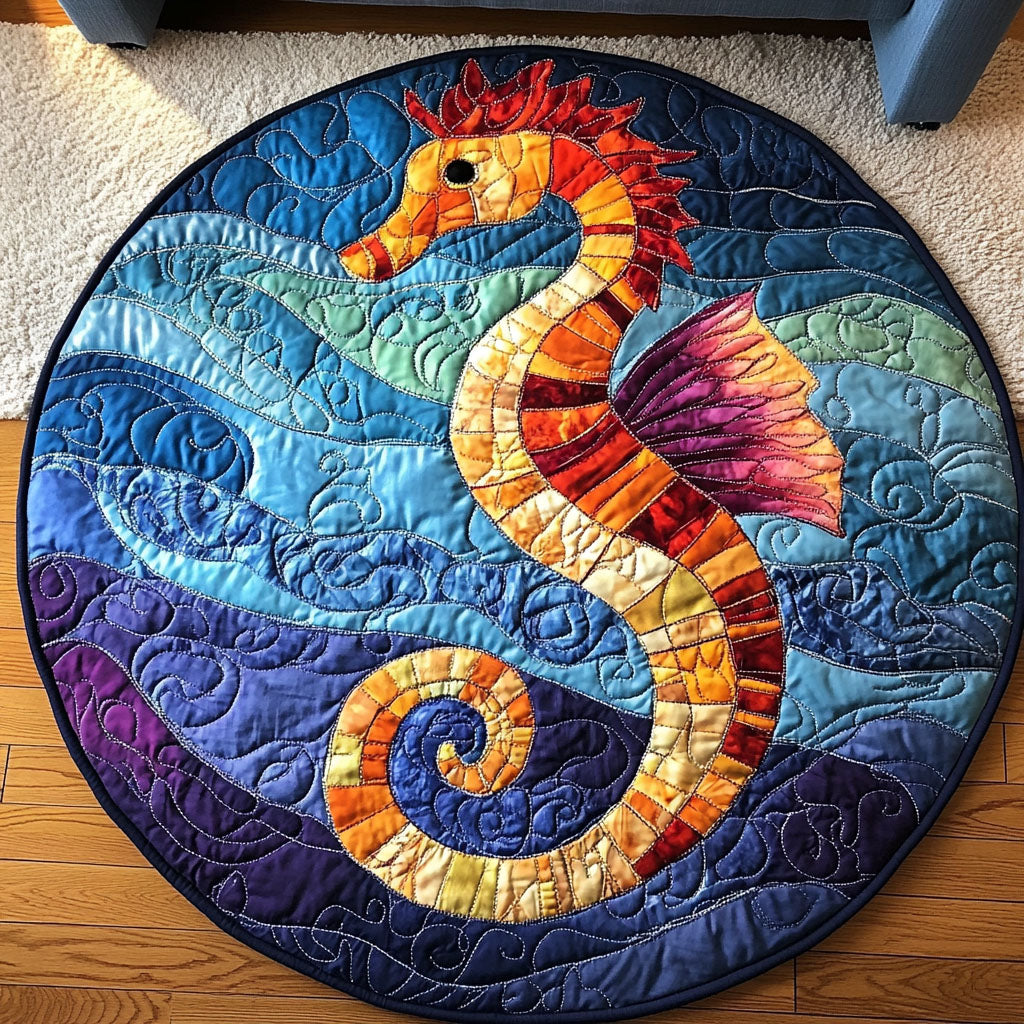 Fiery Seahorse Quilted Round Mat Home And Decor Thoughtful Mother's Day Gifts