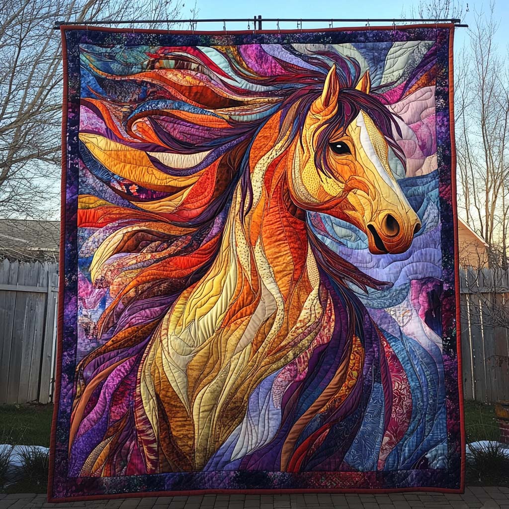 Fiery Spirit Quilted Blanket Bedroom Furniture Ideas Gift For Horse Lover