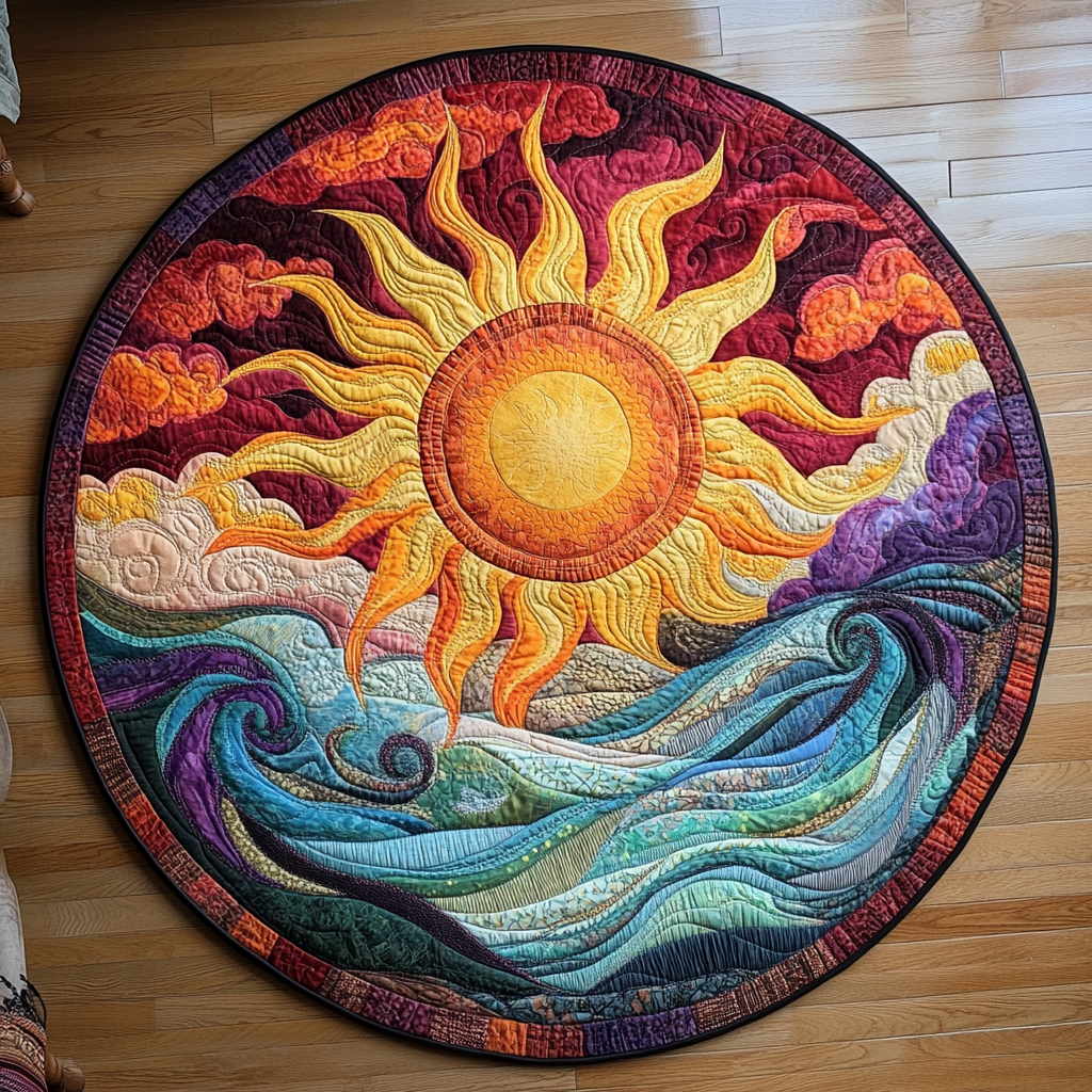 Fiery Sunset Quilted Round Mat Home Decor Shop Mother's Day Gift Ideas For Wife