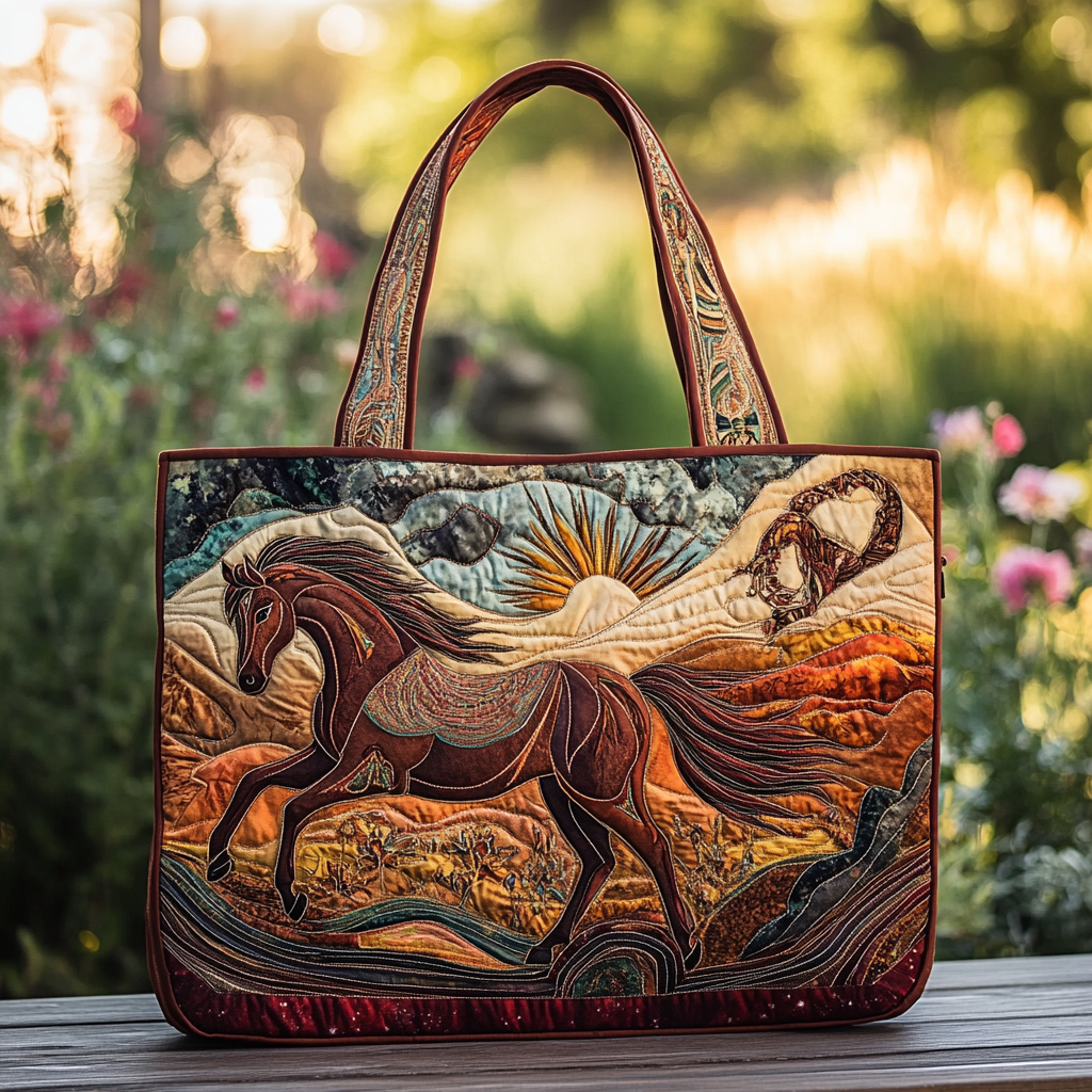Fire Horse Quilted Tote Bag Best Women's Shoulder Bags Mum Present Ideas
