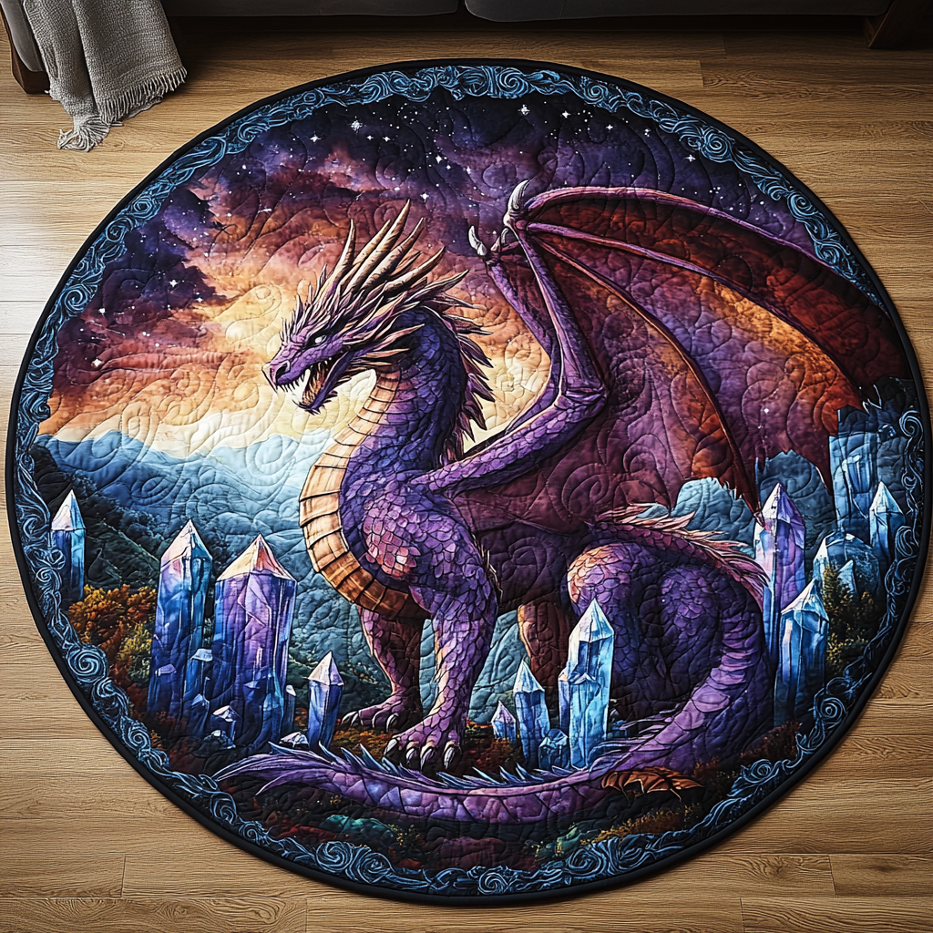 Fireborn Legacy Quilted Round Mat Home Decor Items Birthday Gifts For Dragon Lovers