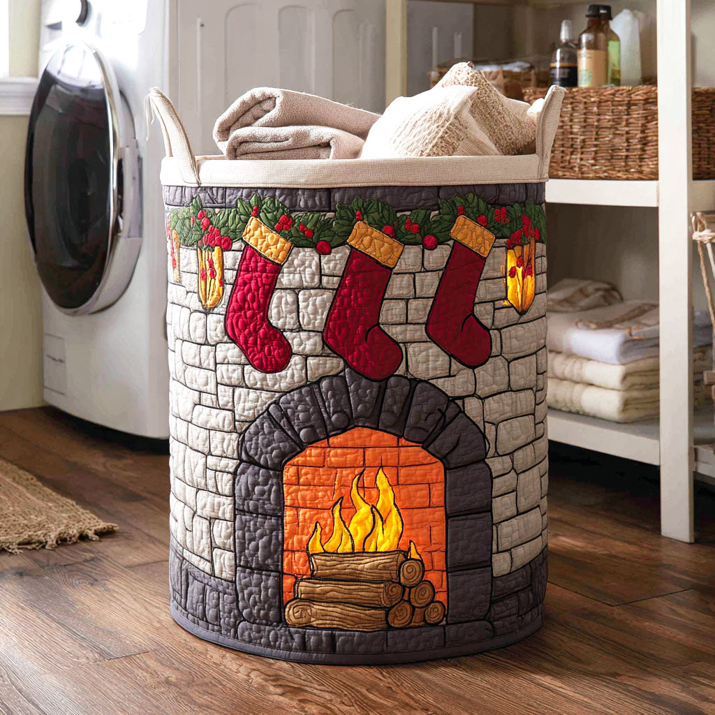 Fireside Cheer Quilted Laundry Basket Modern Laundry Hamper Christmas Presents For Relatives