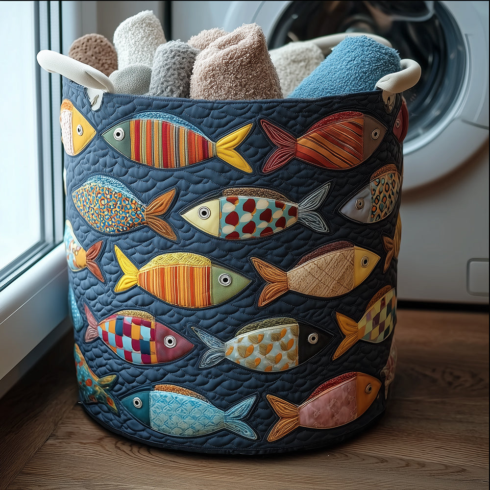 Fish Fun Quilted Laundry Basket Best Clothes Hamper Unique Dad Gifts For Father's Day