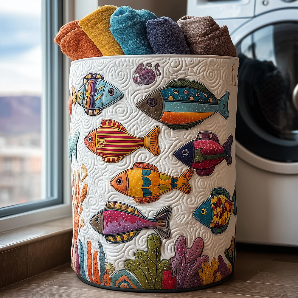 Fish Parade Quilted Laundry Basket Best Laundry Basket Good Father's Day Presents