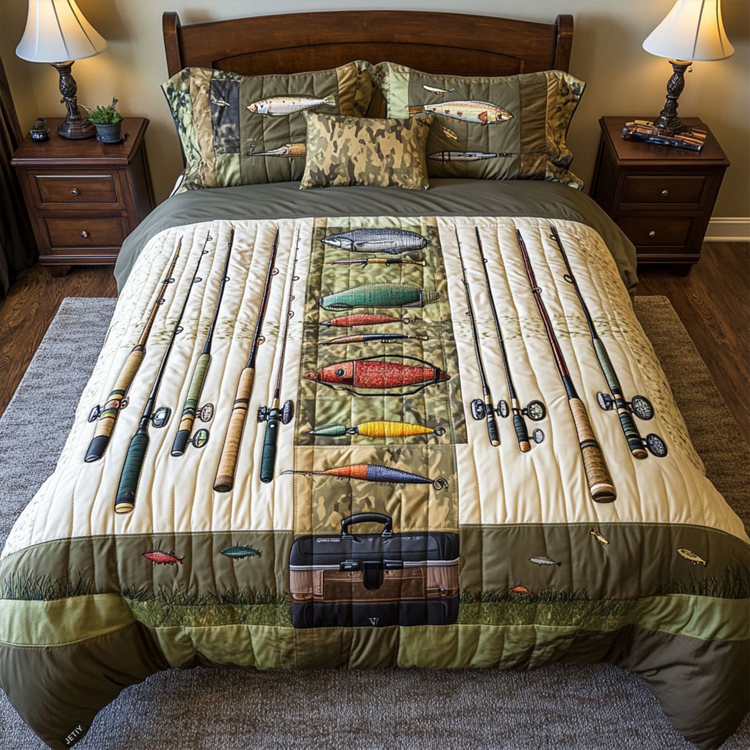 Fishing Adventure Quilted Bedding Set Best Bed Sheet Set Gifts For Fishing Lovers