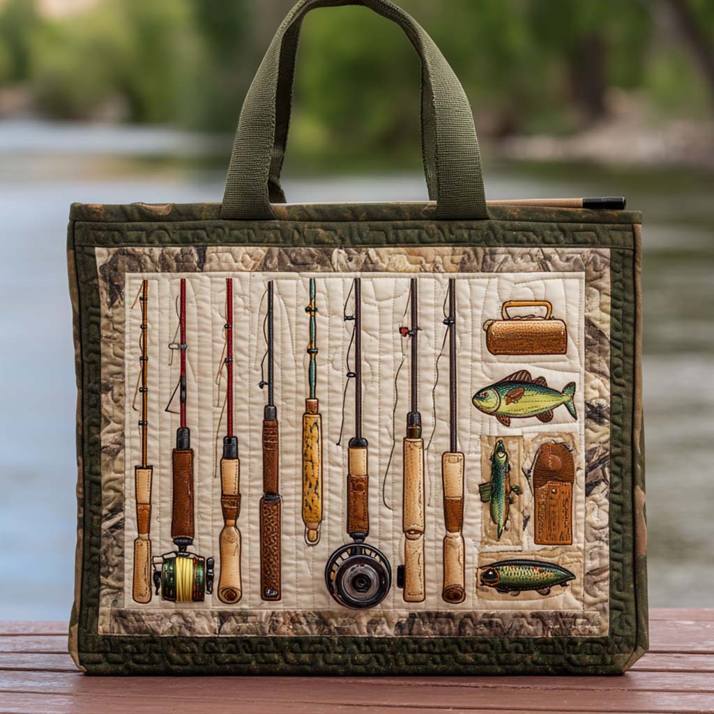 Fishing Gear Quilted Tote Bag Handbags Mother's Day Gifts For Coworkers