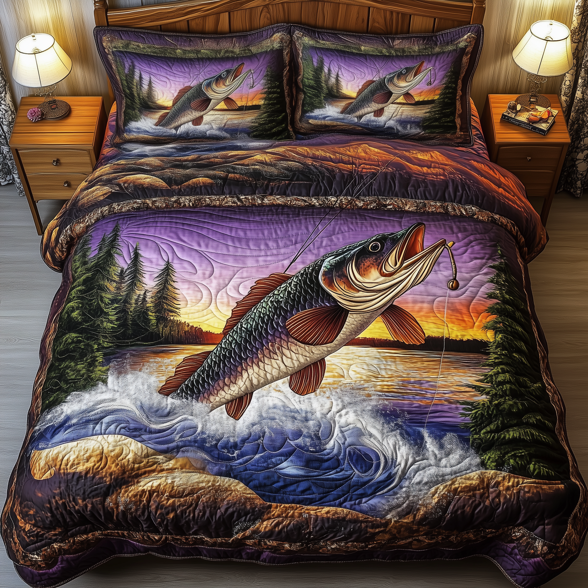 Fishing Life Quilted Bedding Set Bedroom Ideas Fishing Gifts For Him