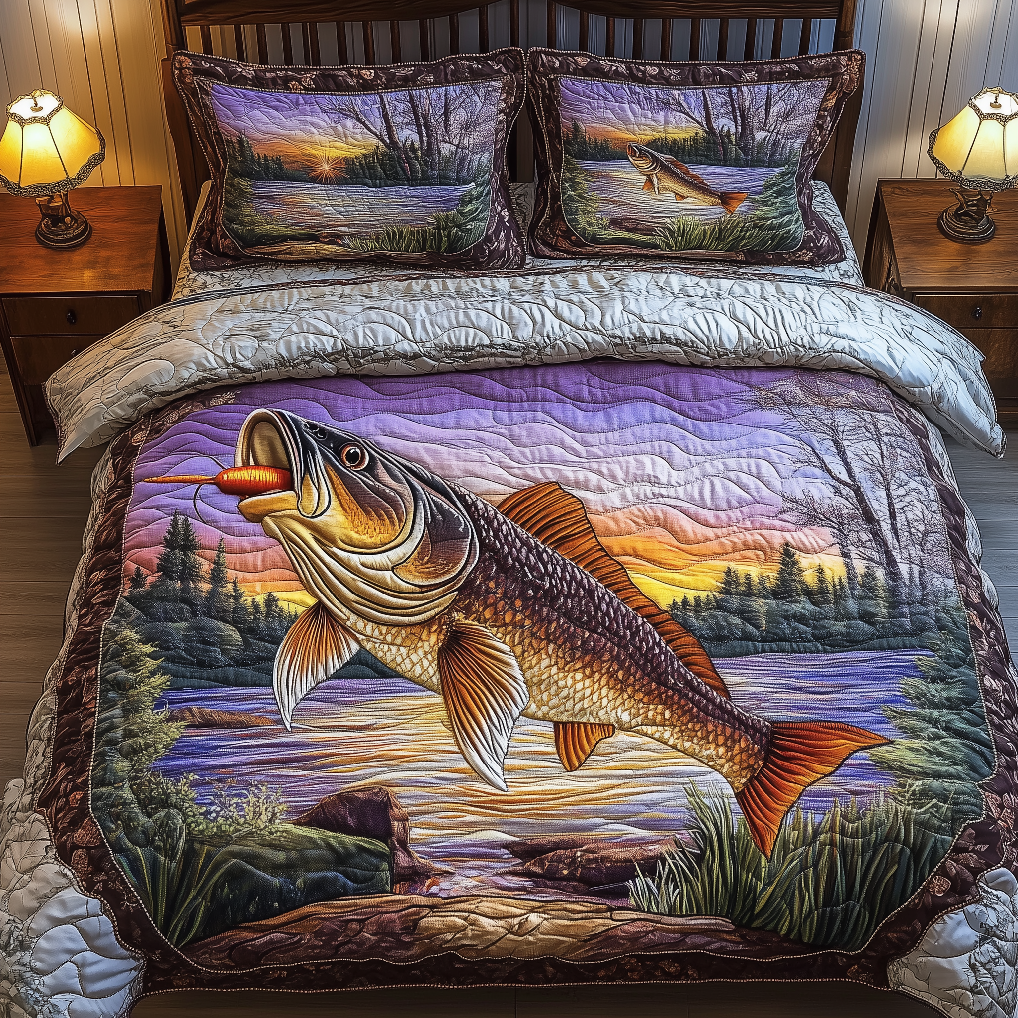 Fishing Life Quilted Bedding Set Bedspread Quilts Fishing Gifts For Him