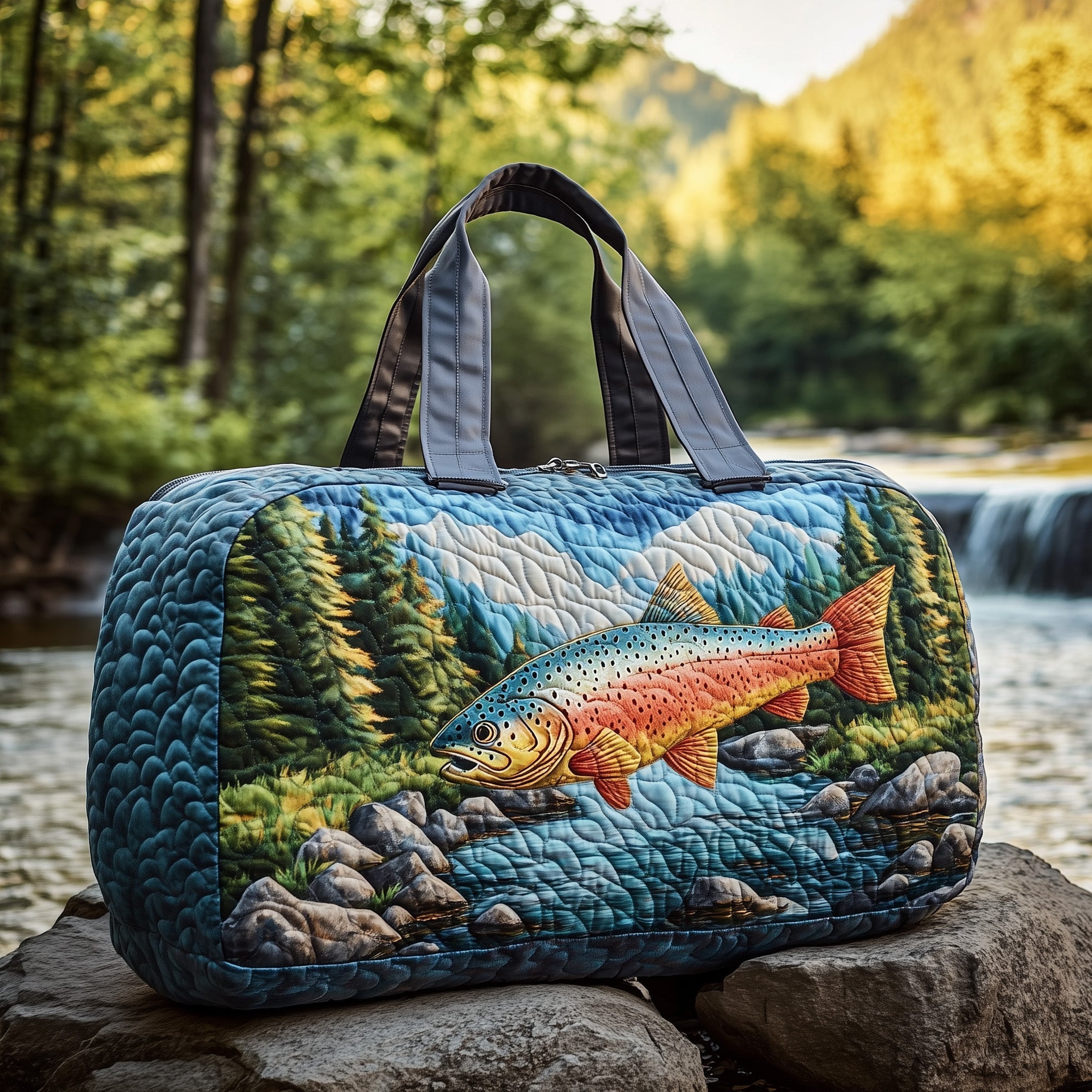 Fishing Moment Quilted Duffle Bag Weekend Travel Bag Fishing Presents For Dad
