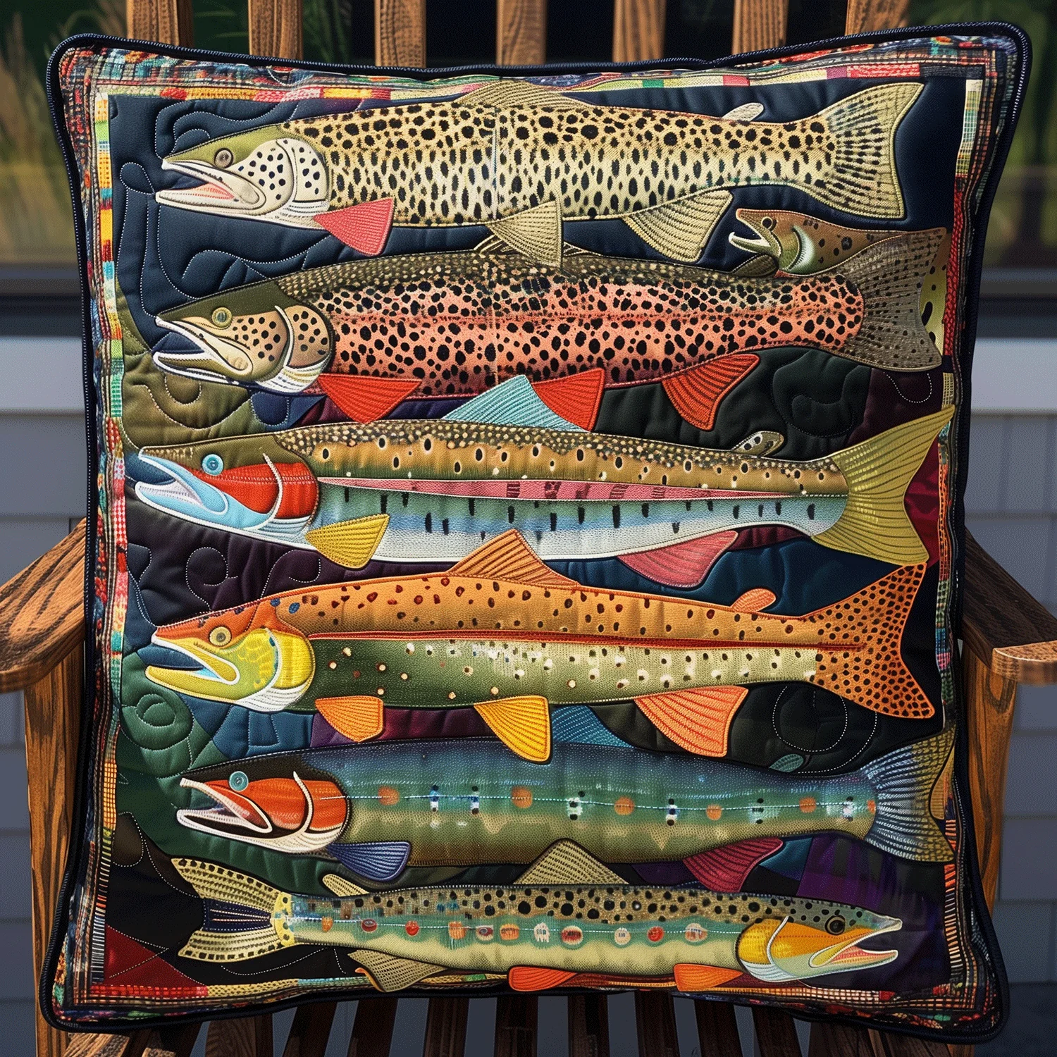 Fishing Paradise Quilted Pillow Case Accent Pillow Cover Great Gifts For Him