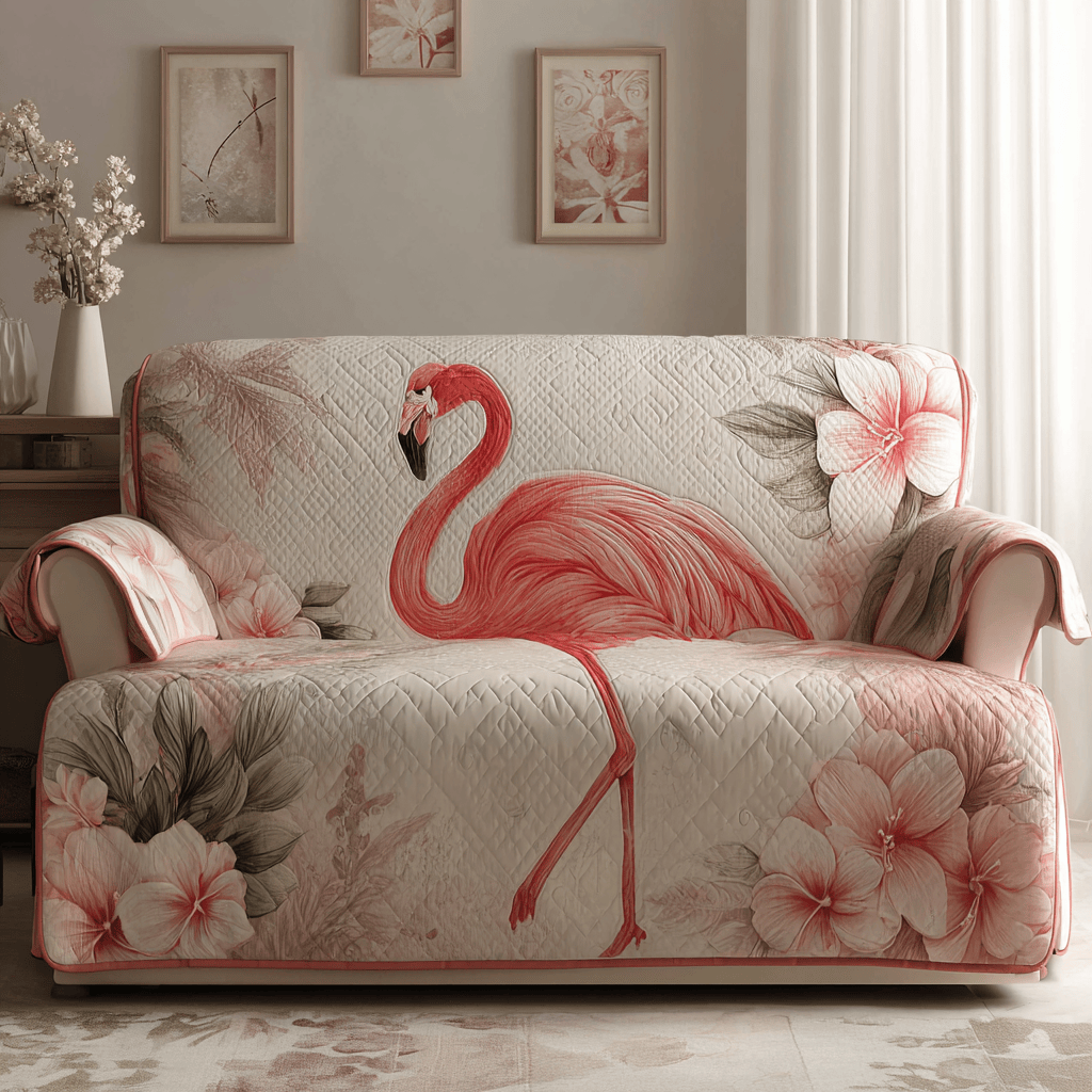 Flamingo Breeze Quilted Sofa Cover Best Sofa Slipcovers Flamingo Themed Presents