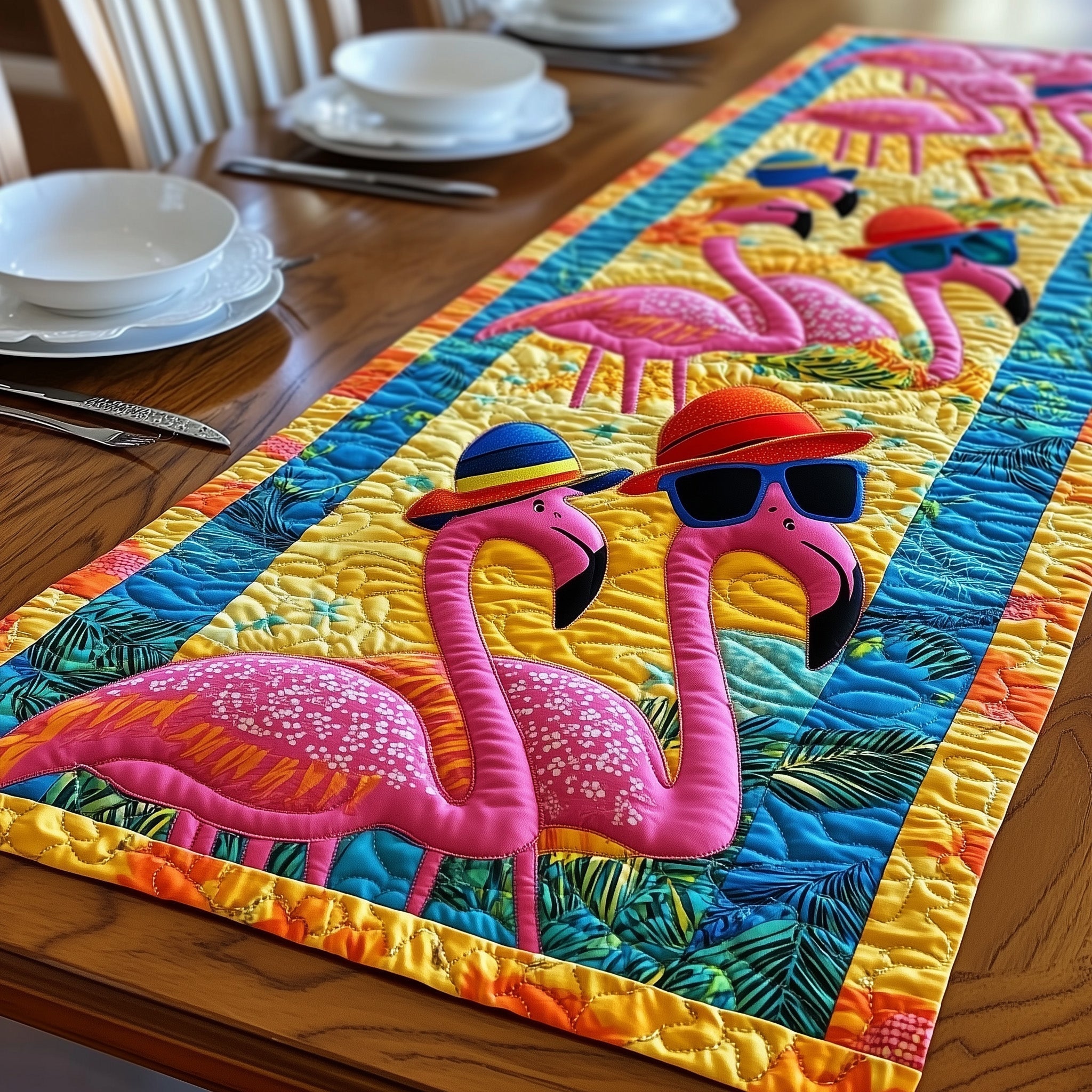 Flamingo Dream Quilted Table Runner Dinner Table Decor Flamingo Themed Presents