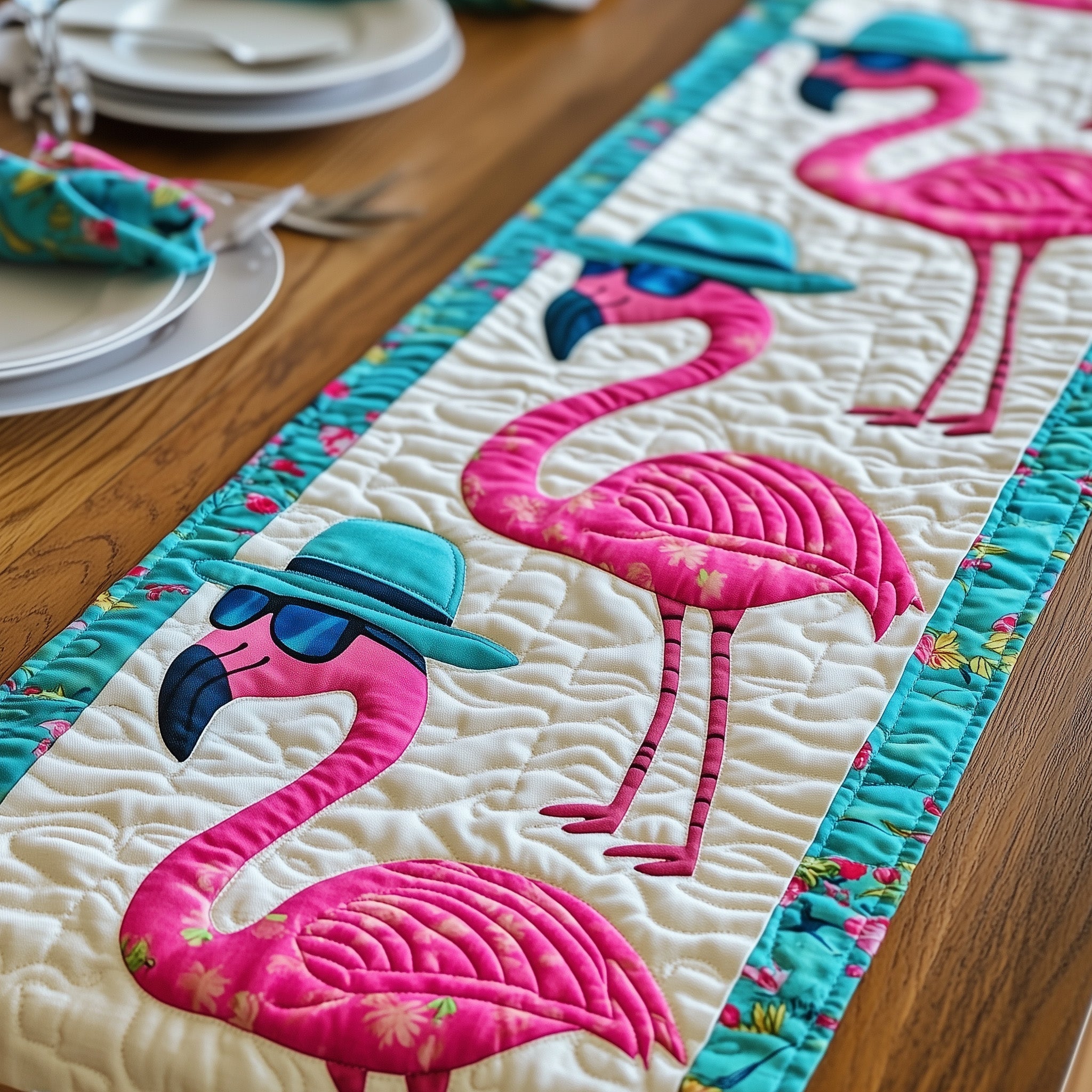 Flamingo Dream Quilted Table Runner Dinner Table Decor Ideas Gifts For Flamingo Lovers