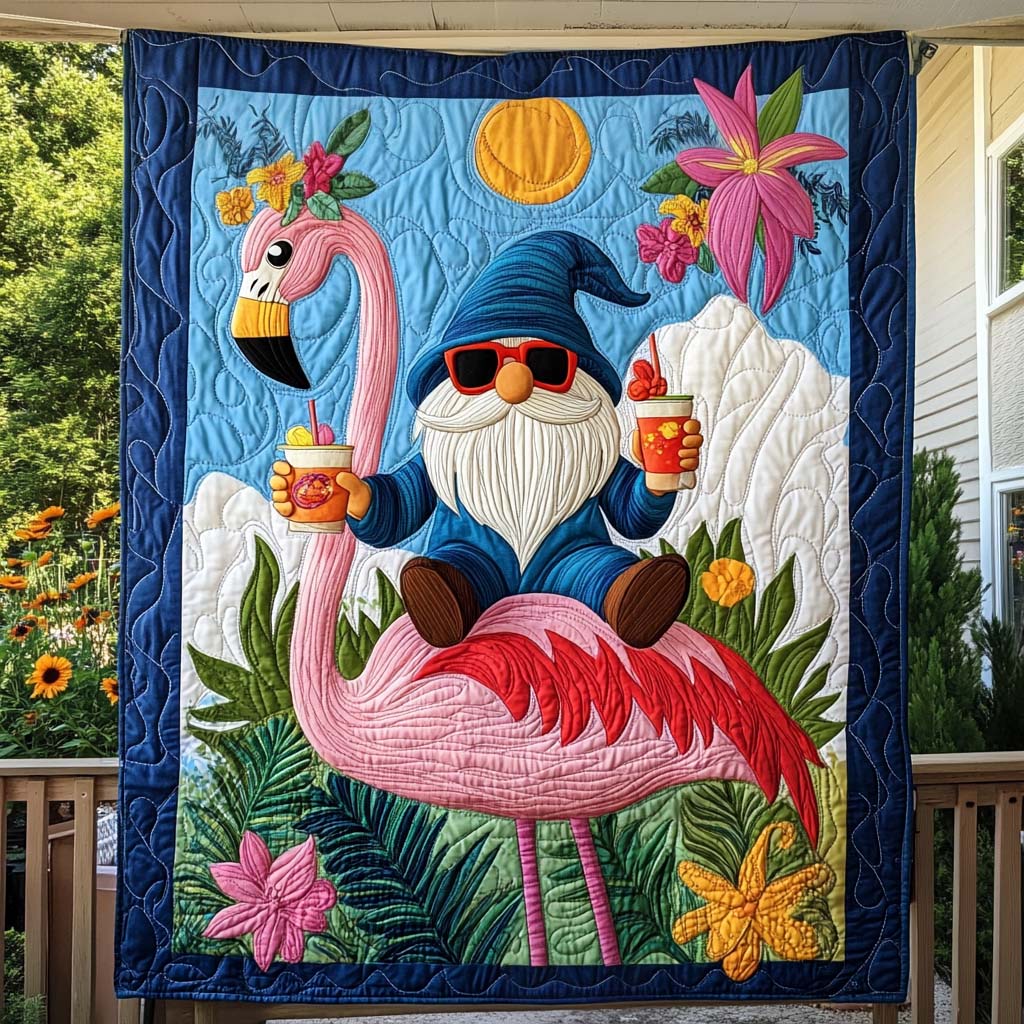 Flamingo Joy Quilted Blanket Queen Bed Set Flamingo Novelty Gifts