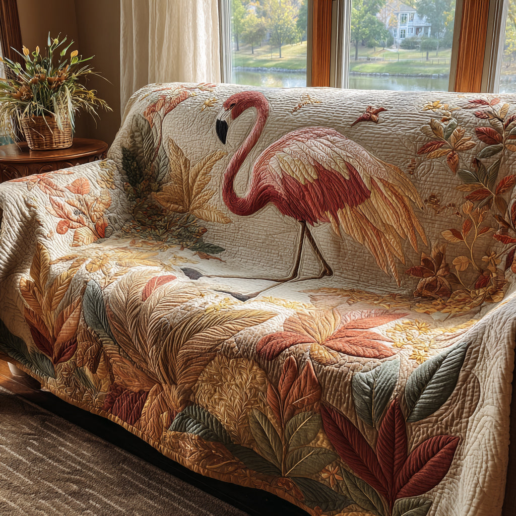 Flamingo Paradise Quilted Sofa Cover Living Room Decorations Flamingo Presents
