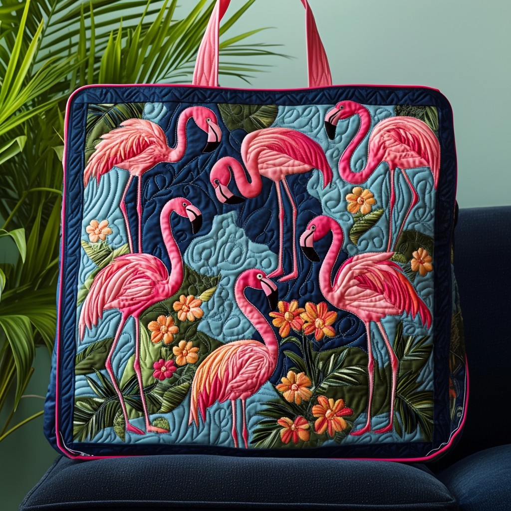 Flamingo Paradise Quilted Tote Bag Good Shoulder Bags Gift Ideas For Mother In Law