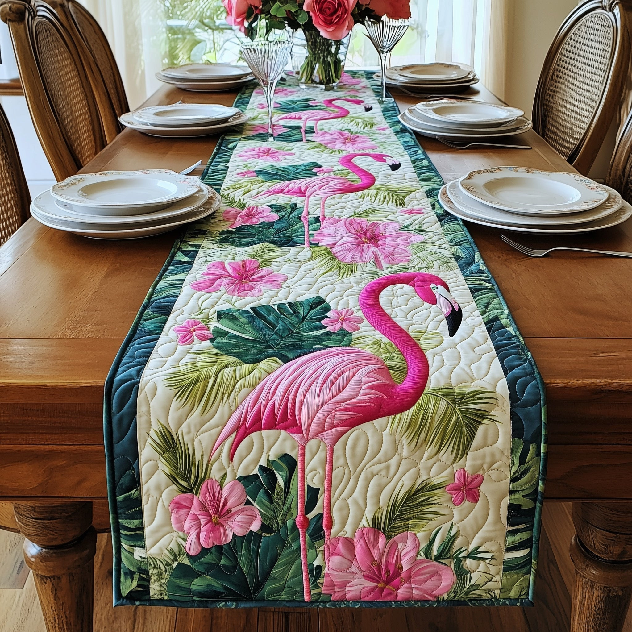 Flamingo Quilted Table Runner Dining Room Table Decor Ideas Flamingo Based Gifts