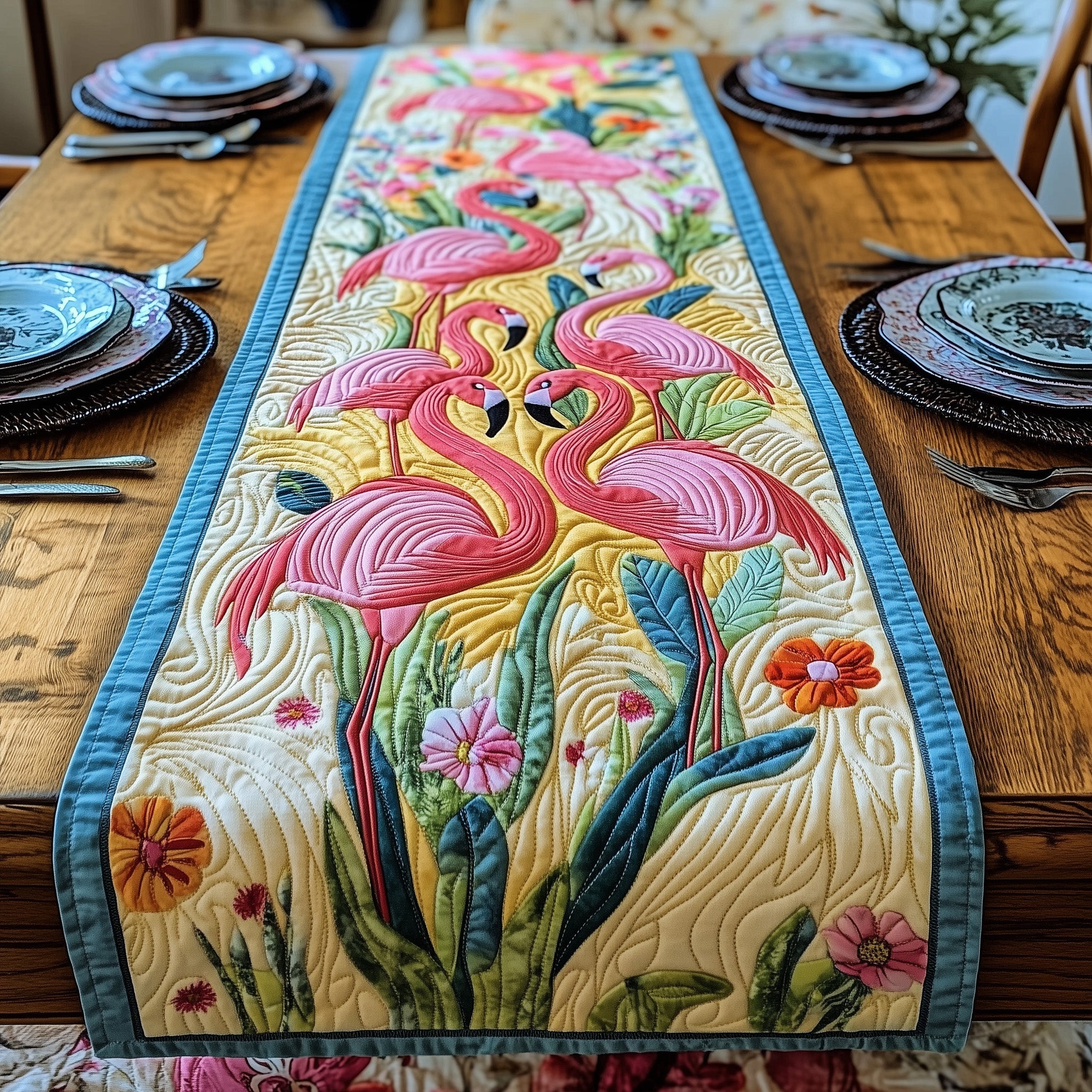 Flamingo Quilted Table Runner Dining Table Centerpiece Ideas Flamingo Novelty Gifts