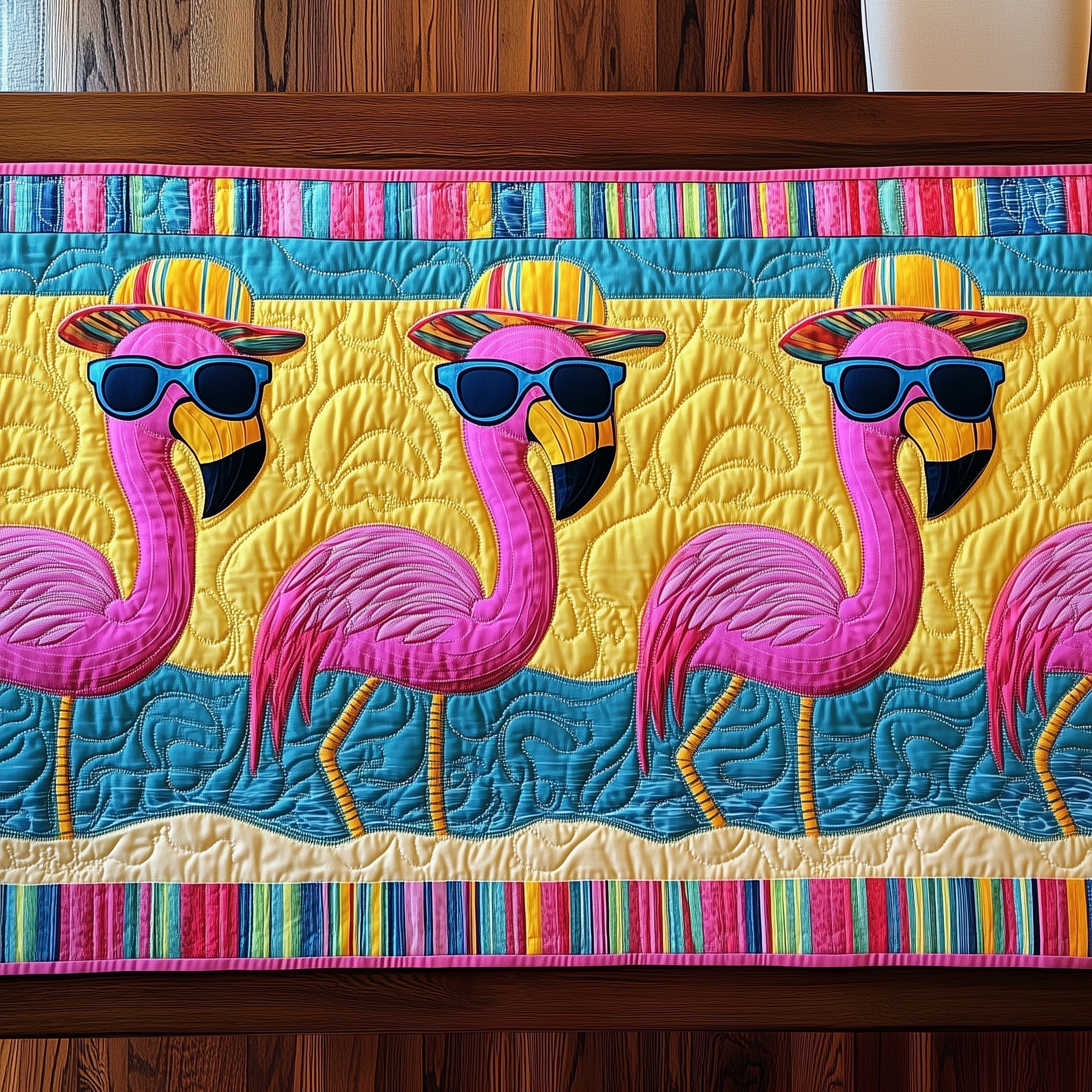 Flamingo Quilted Table Runner Dining Table Decor Ideas Gifts For Flamingo Lovers