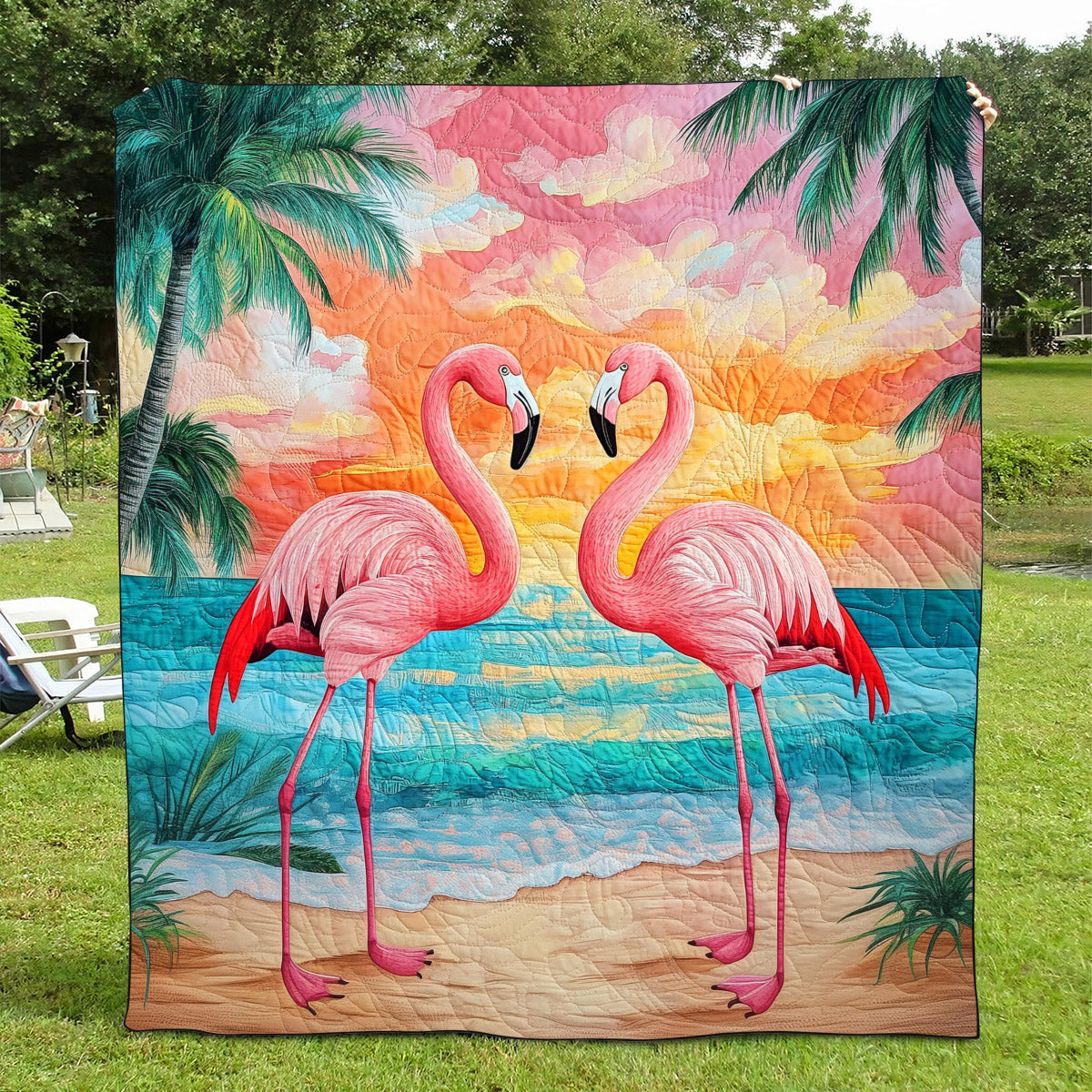 Flamingo Vibes Quilted Blanket Bed Comforter Sets Flamingo Birthday Gift Ideas